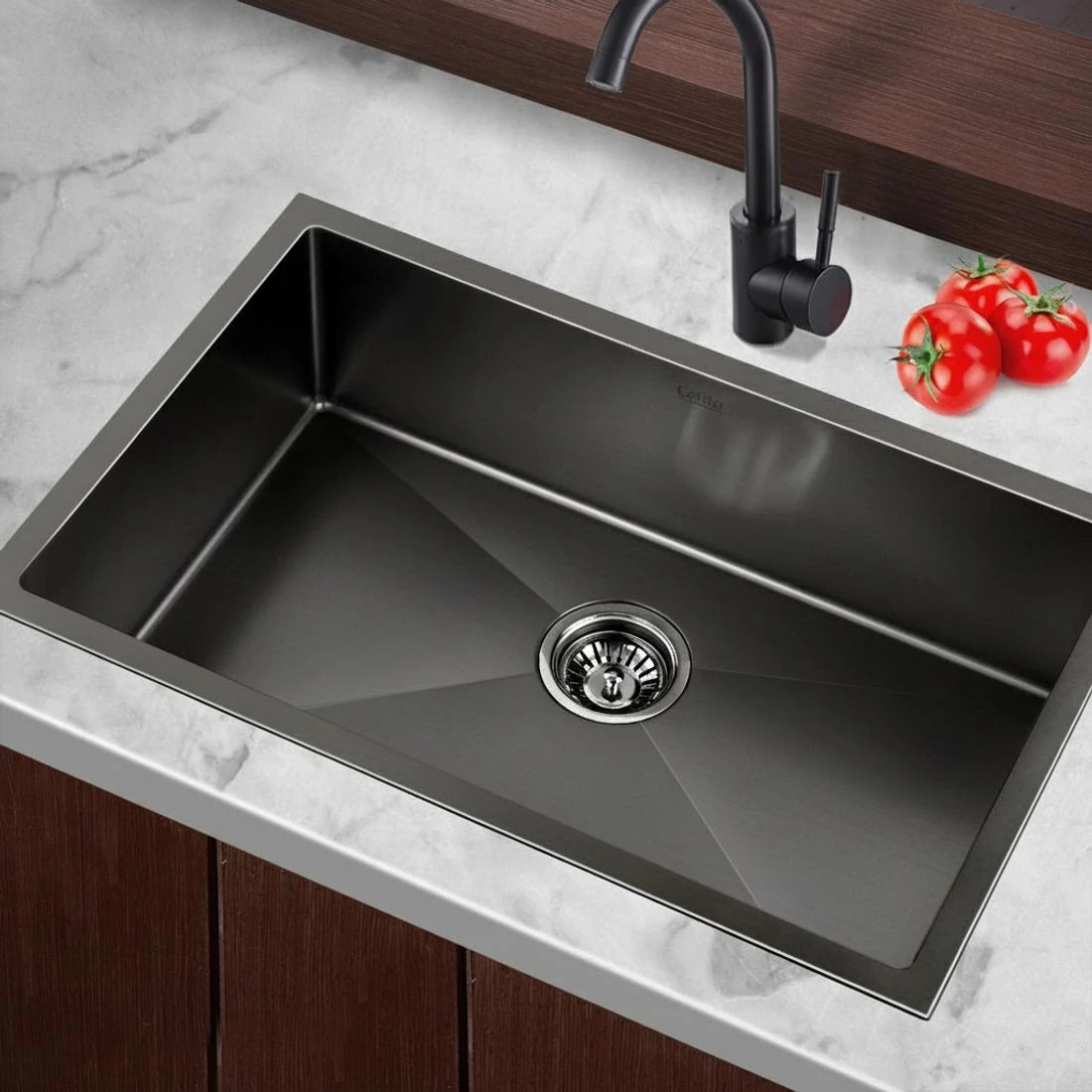 5 Cefito Kitchen Sink 70X45CM Stainless Steel Basin Single Bowl - Black, 5 of 5