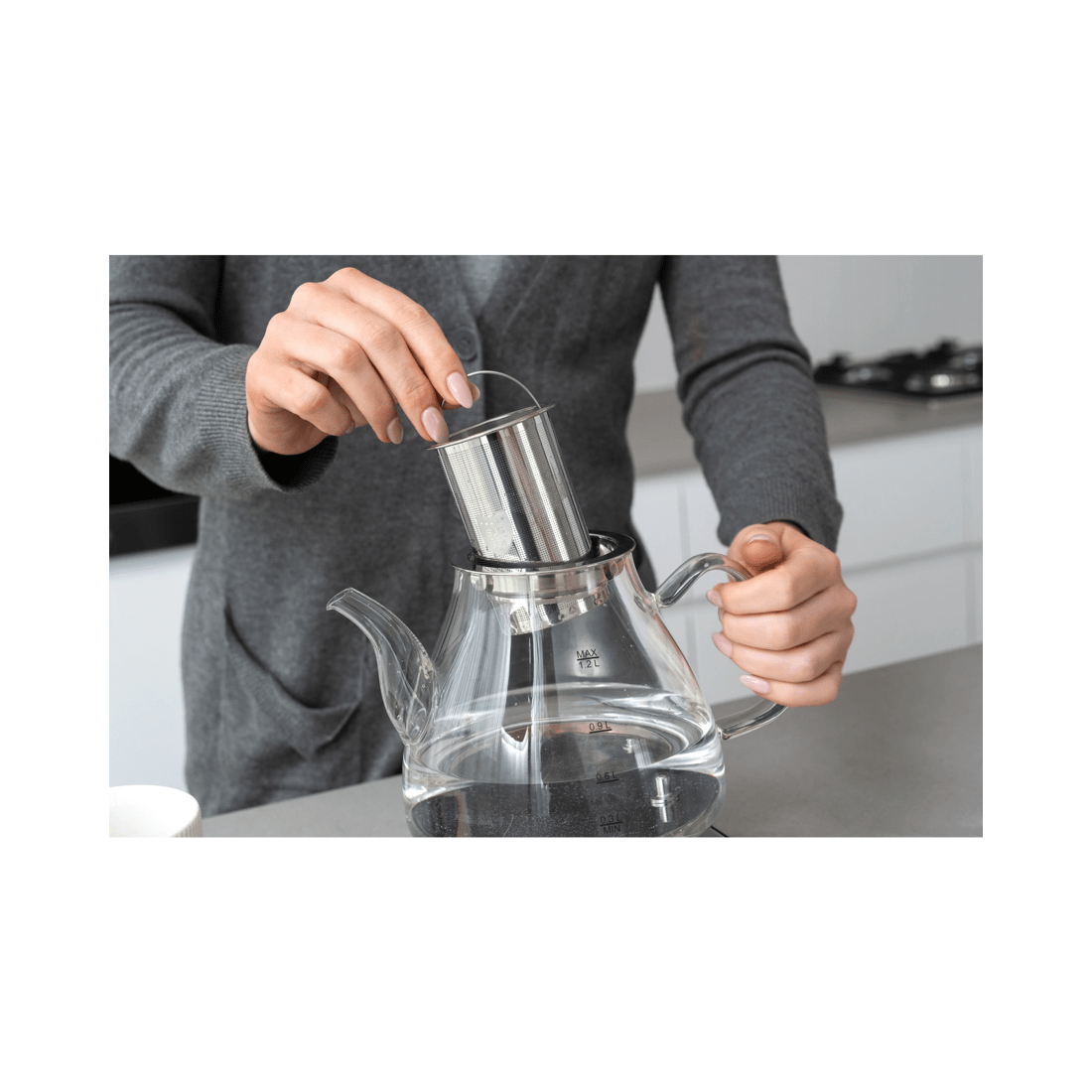 5 Healthy Choice Electric 800w 1.2l Digital Glass Kettle W/tea Infuser/keep Warm
 - Silver, 5 of 6