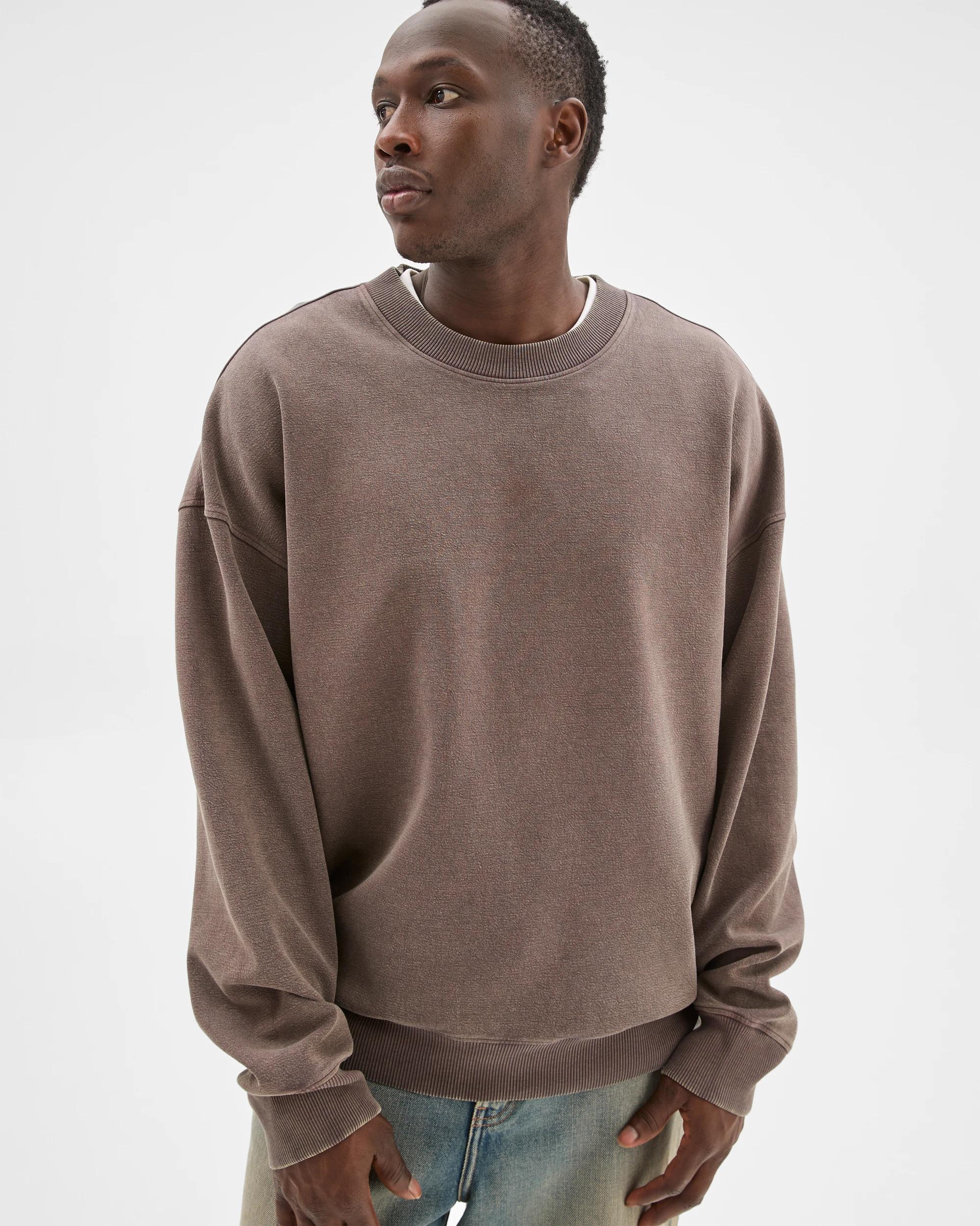 4 Commons Australian Cotton Blend Oversized Heavyweight Fleece Crew Jumper CHOCOLATE BROWN, 4 of 6
