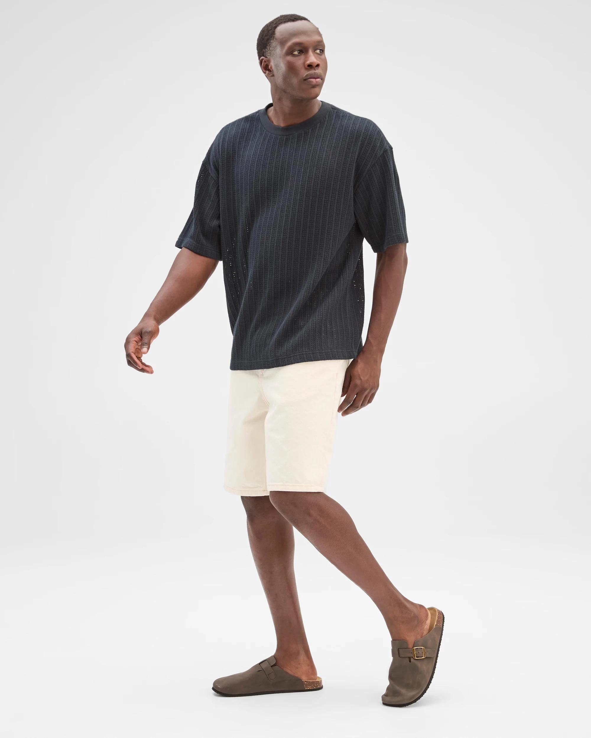 3 Commons Australian Cotton Blend Heavyweight Knit T-Shirt BLACK, 3 of 6