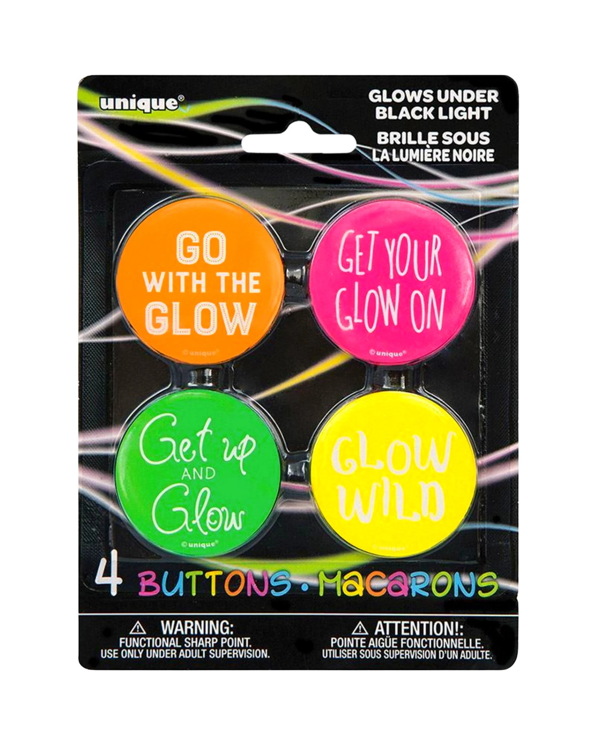 1 Unique Assorted Neon Glow Badges Pack of 4, 1 of 1