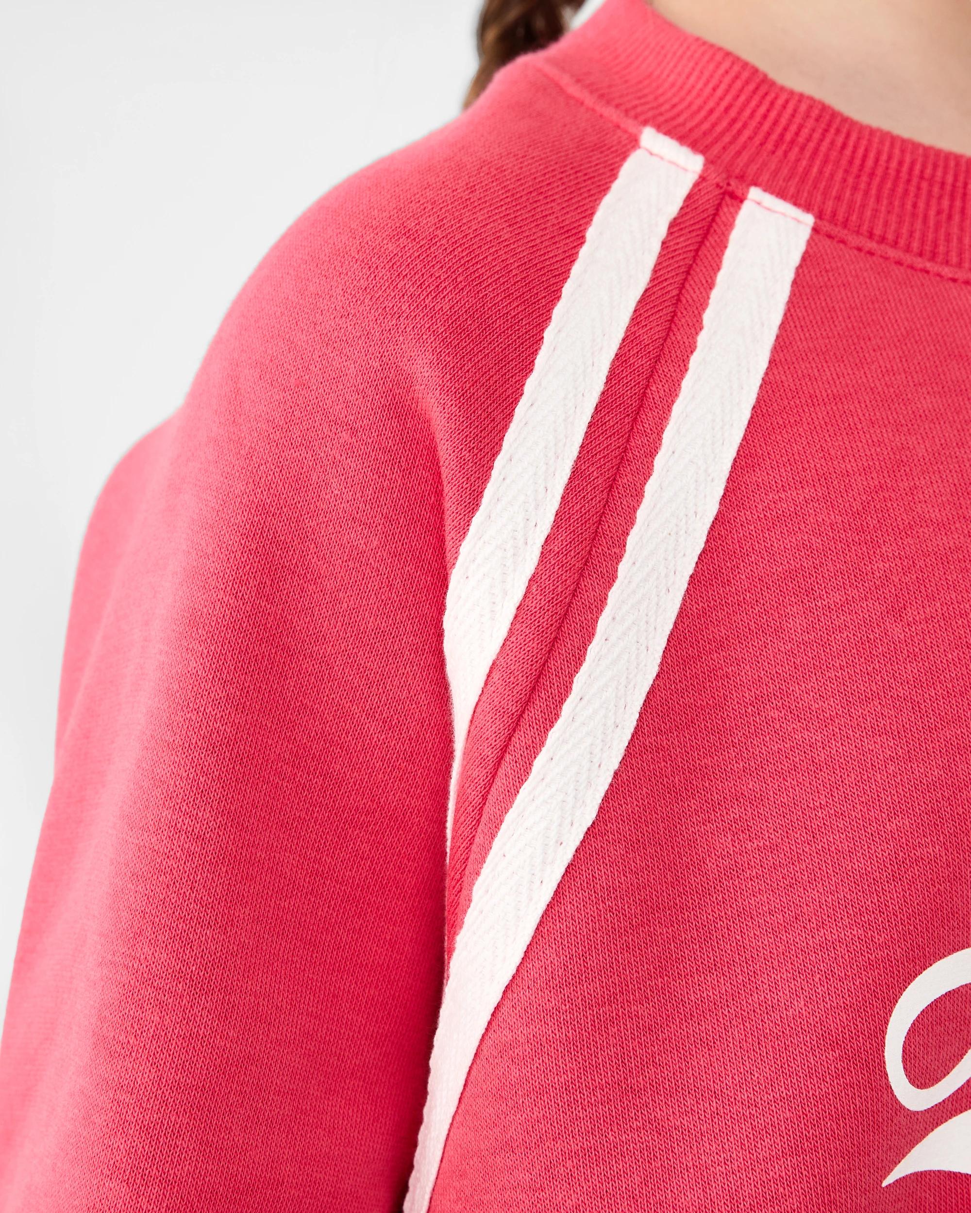 6 Raglan Sport Crew Neck Sweatshirt Red Slogan, 6 of 8