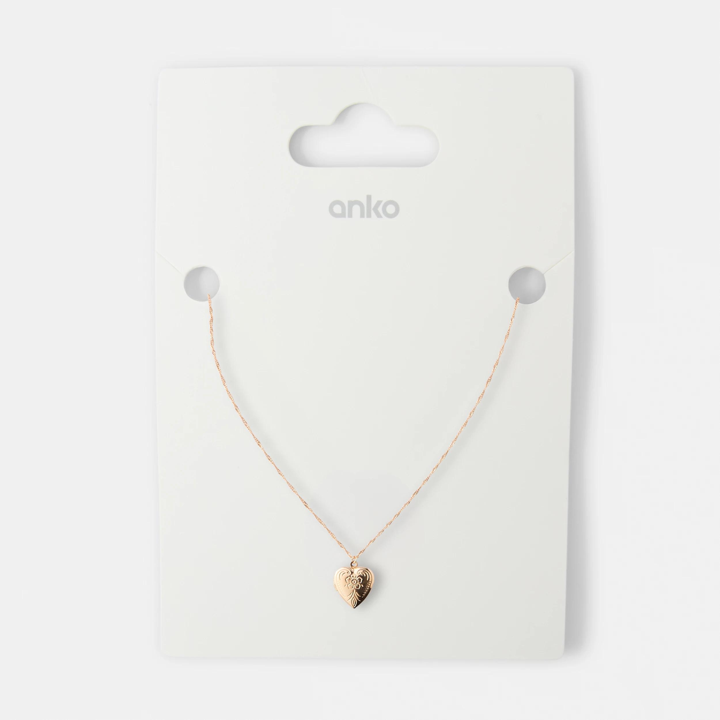 5 Basic Heart Pendant Necklace - Gold Tone Gold, 5 of 5
