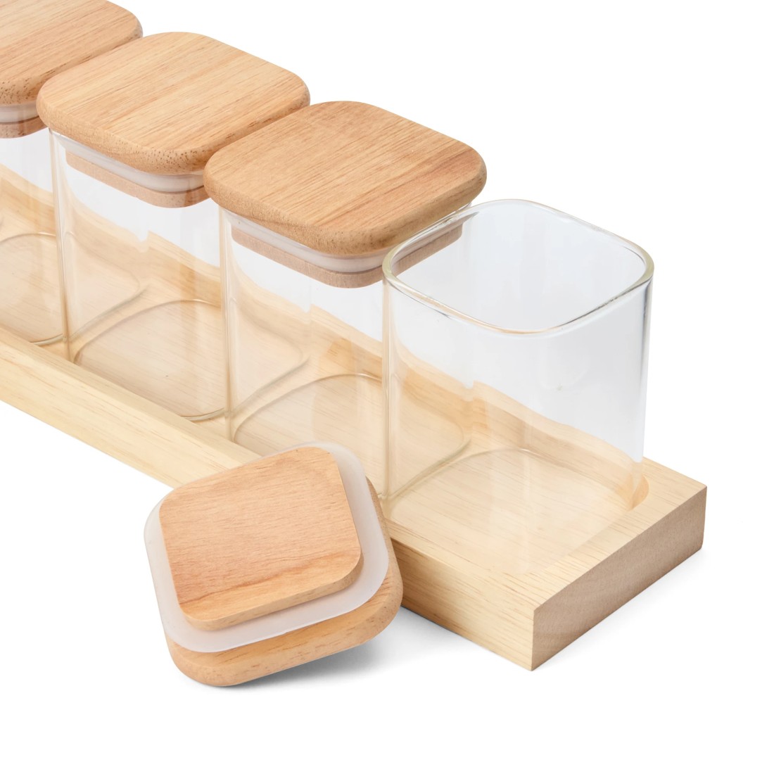 7 Set of 6 Square Spice Jars with Tray, 7 of 10