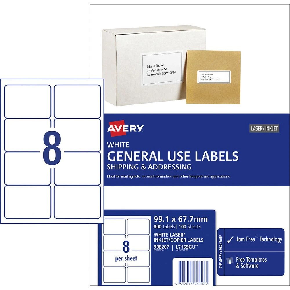 1 Avery 8UP Inkjet Laser General Use Labels White 100 Sheets, 1 of 4