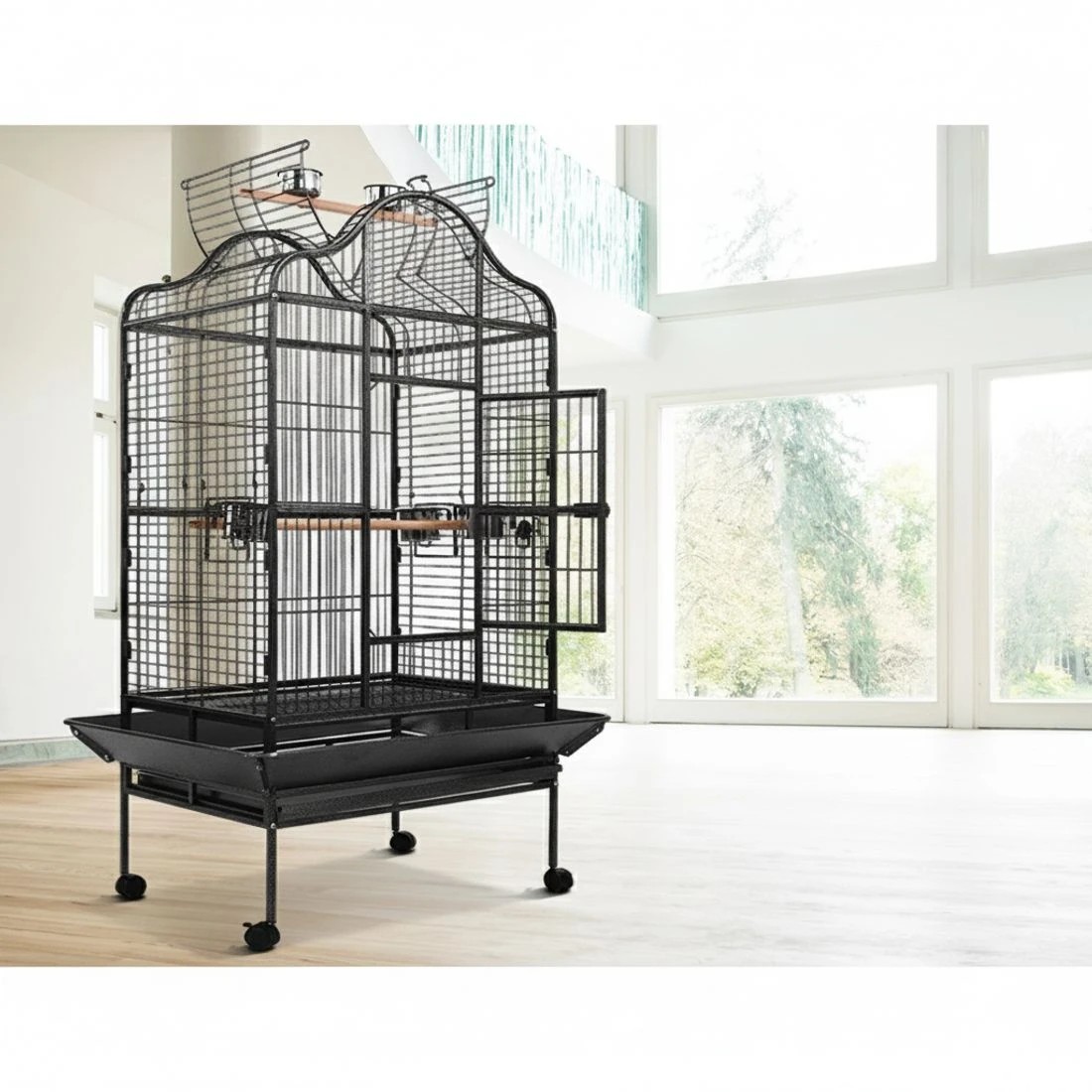 4 i.Pet Bird Cage 168cm Large Aviary - Black, 4 of 6