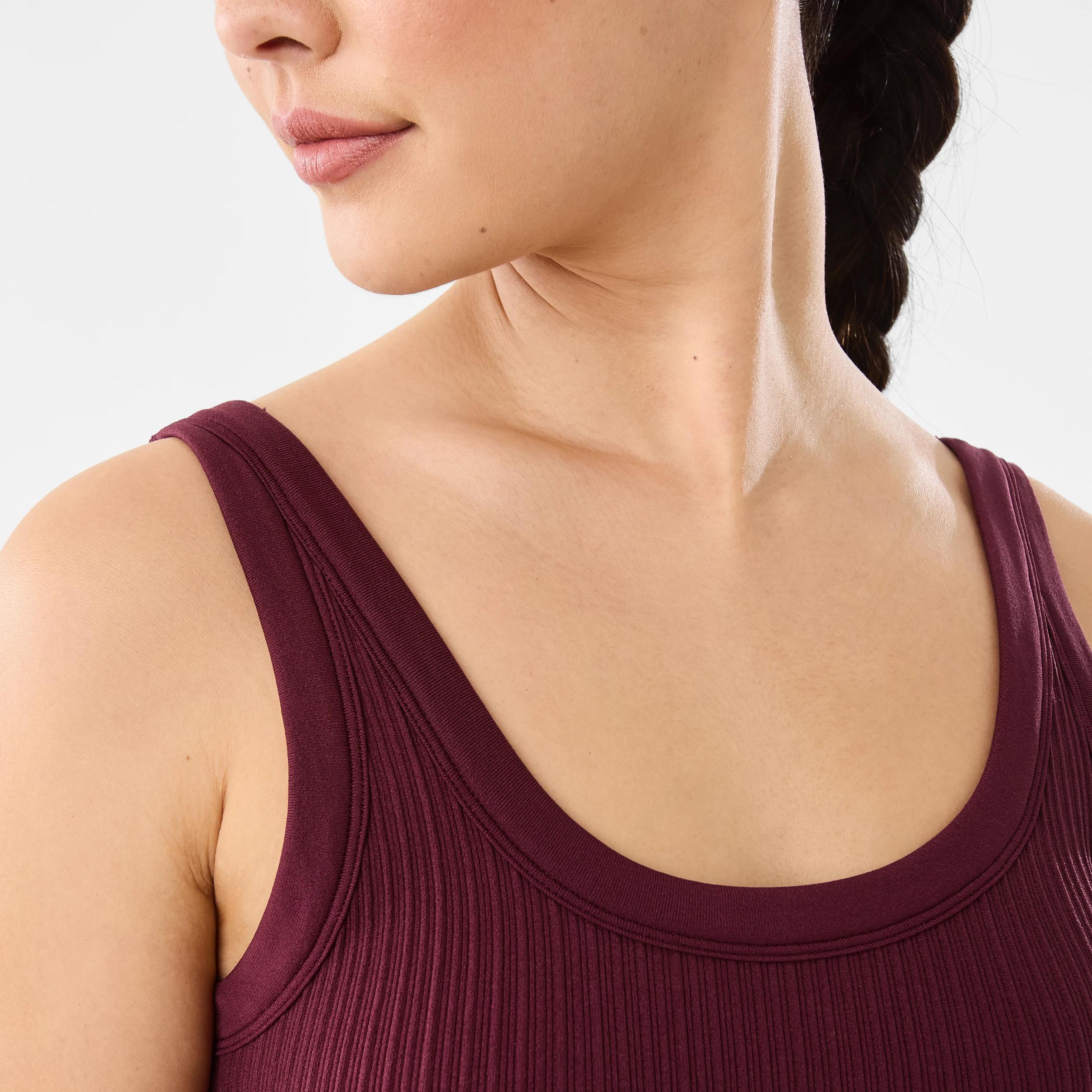 6 Active Womens Seamfree Rib Crop Top BURGUNDY CHERRY, 6 of 9