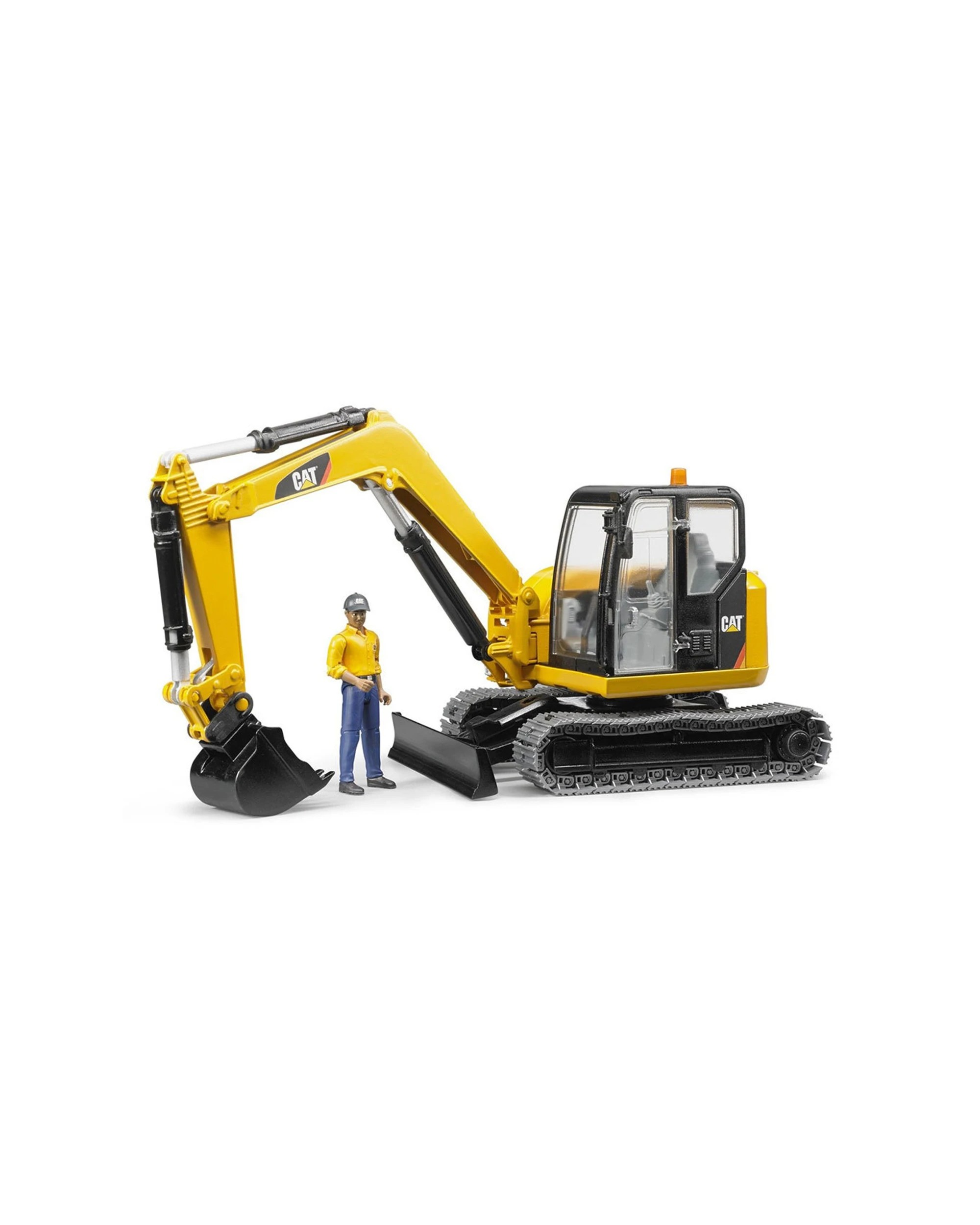 1 Bruder Cat Caterpillar Excavator Digger Tractor With Worker Figure Toy 1 16 Scale Kids Playset - Yellow, 1 of 3