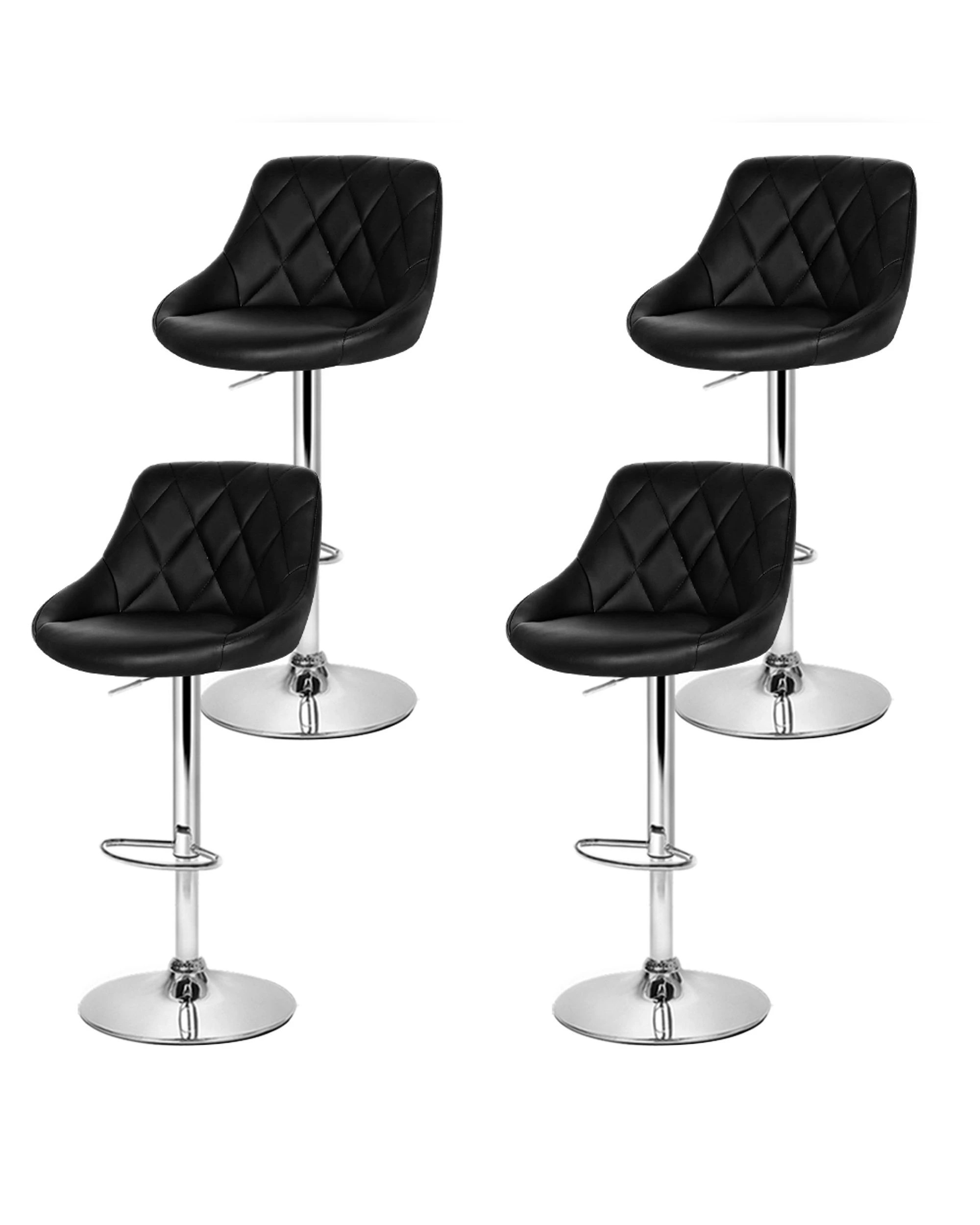 3 Artiss 4x Bar Stools Leather Padded Gas Lift - Black, 3 of 4