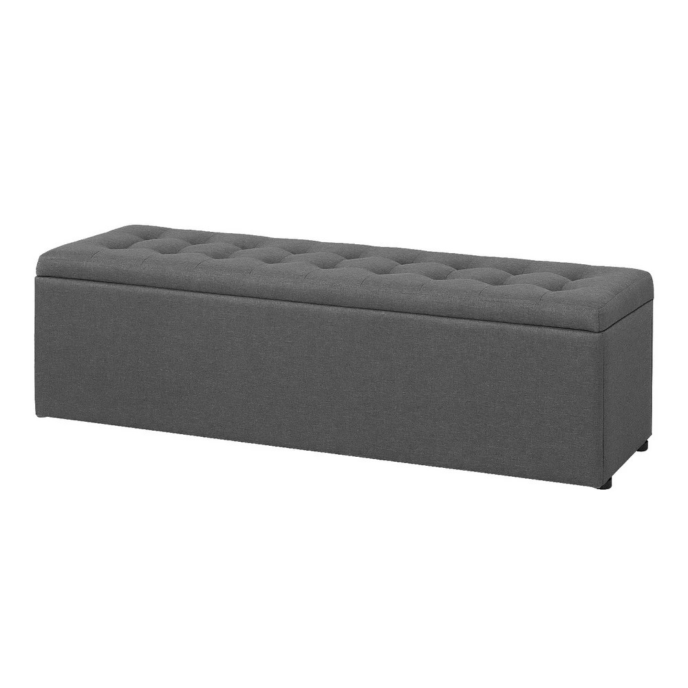 1 Artiss Storage Ottoman Blanket Box 140cm Linen Dark - Grey, 1 of 5