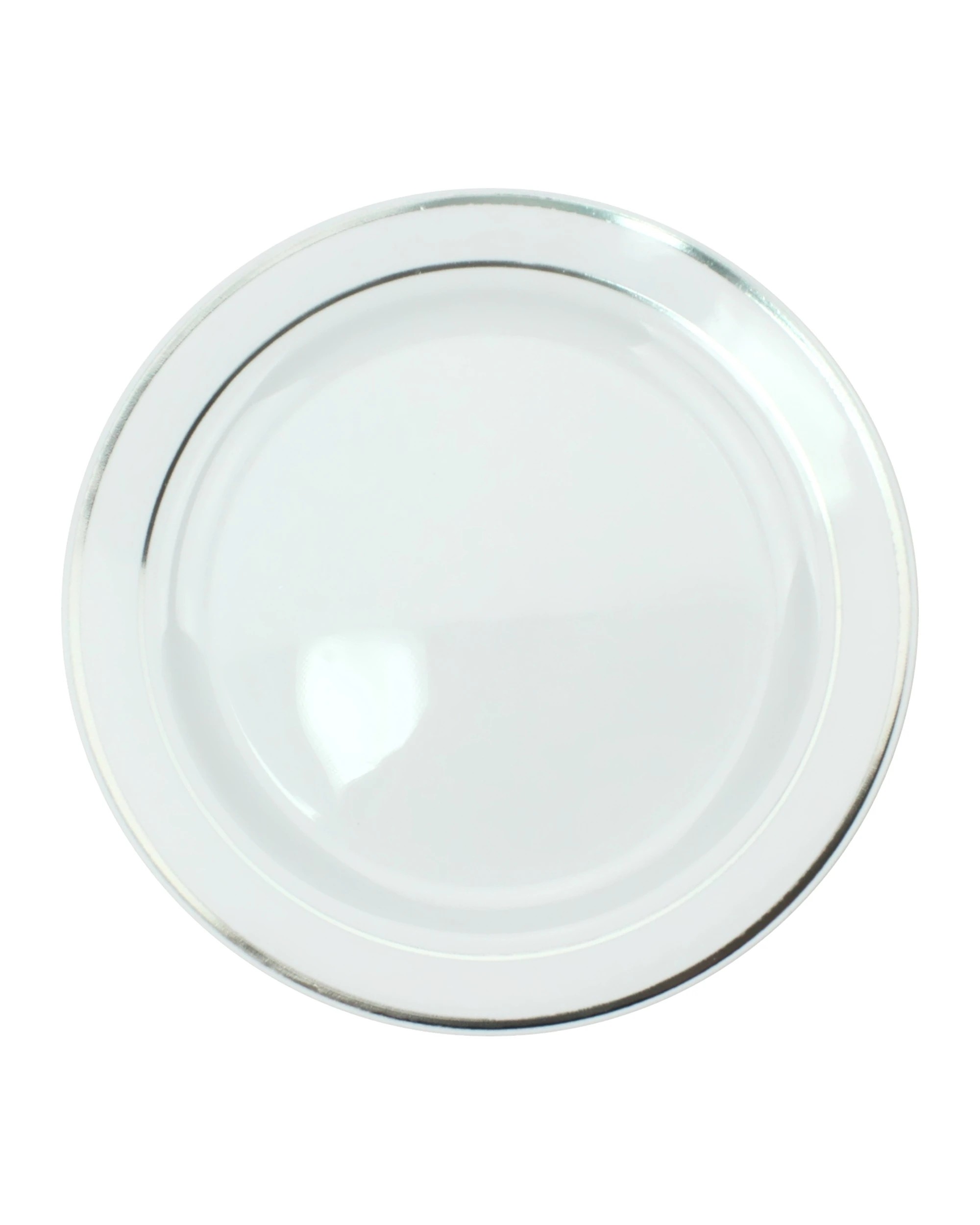 1 Partyware Silver Dual Trim Small Plastic Plates Pack of 6 - Silver, 1 of 1