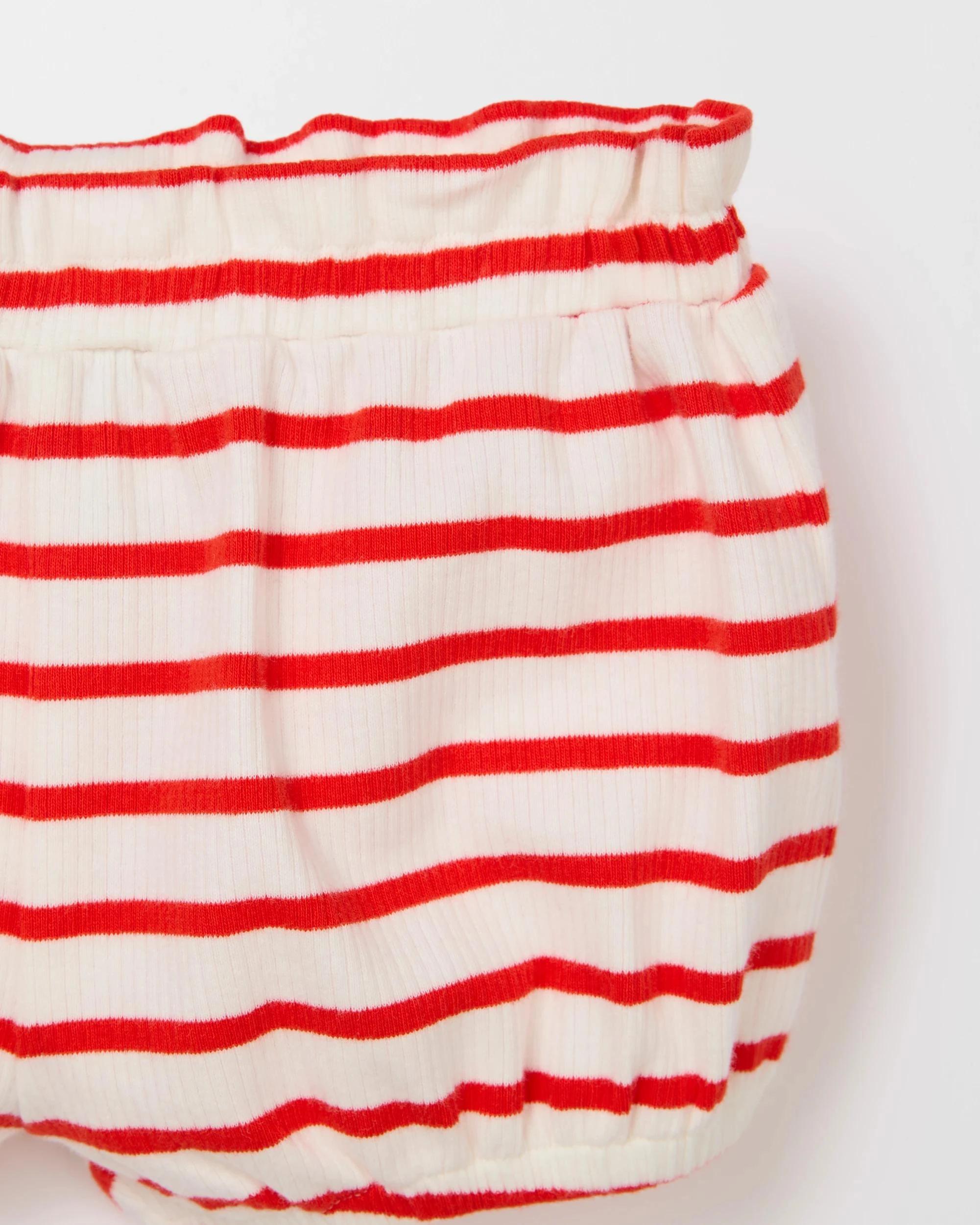 3 Target Baby Organic Cotton Baby Bodysuit and Shorts 2 Piece Set RED STRIPE, 3 of 3