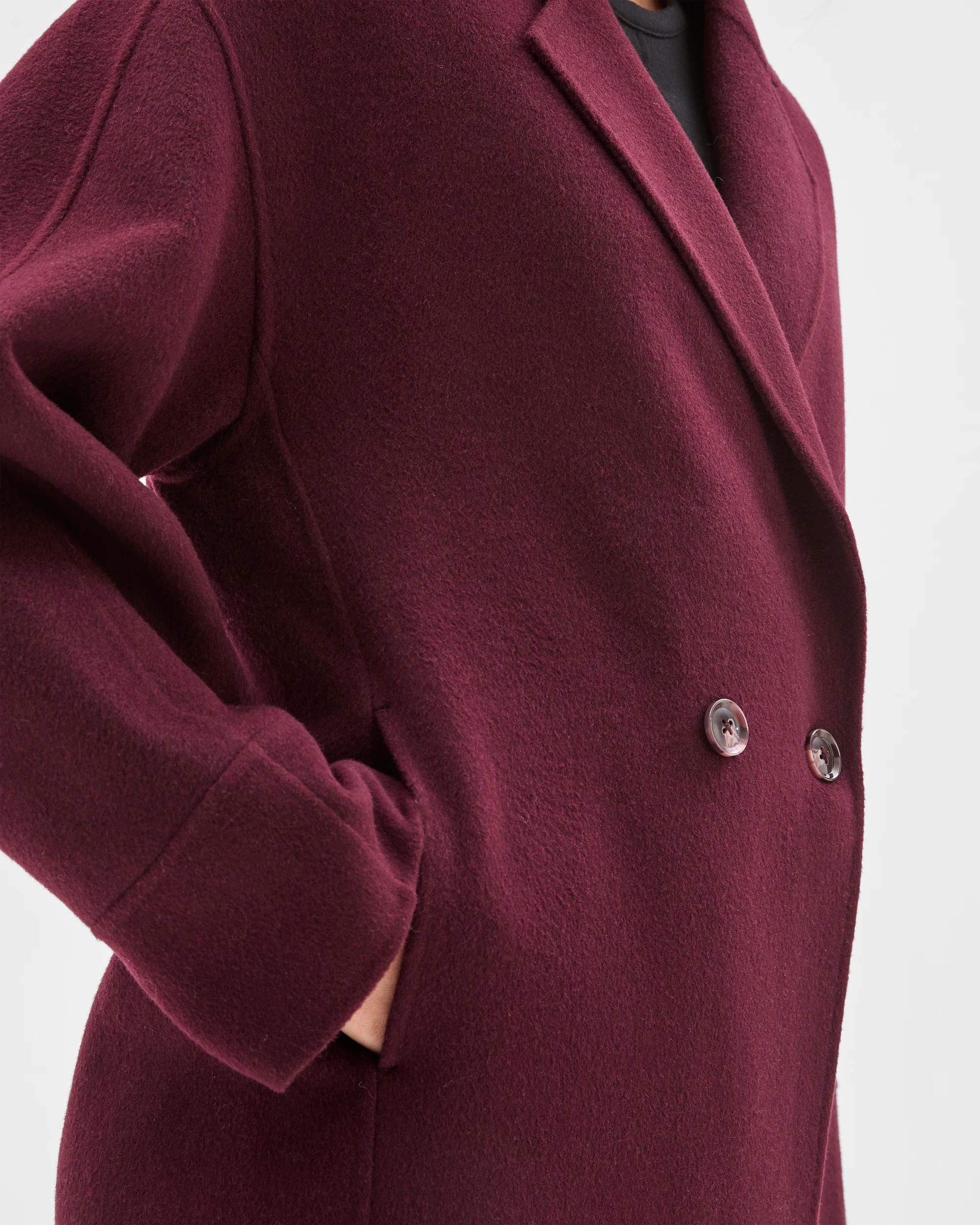 6 Preview Wool Blend Double Breasted Cocoon Coat PINOT, 6 of 7