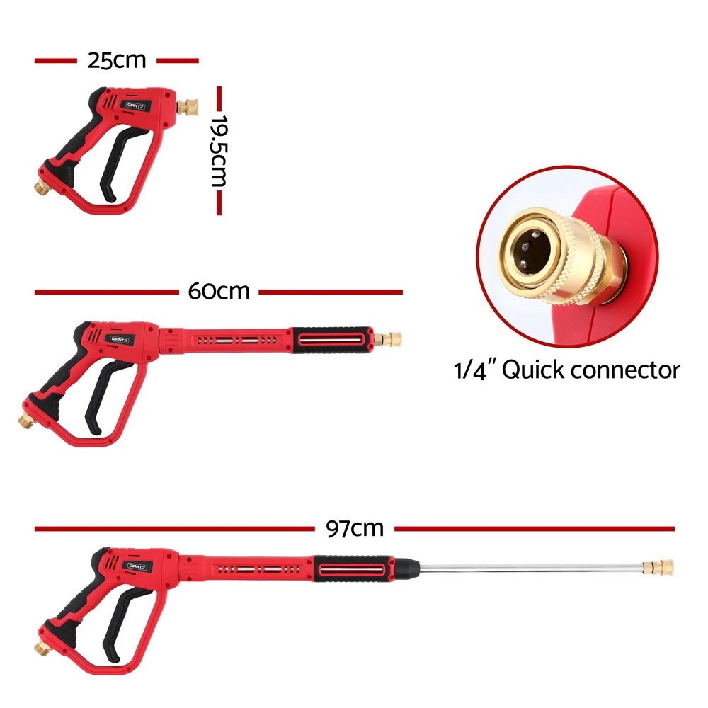 2 Giantz Pressure Washer Gun Short Trigger 4000PSI M22-14 1/4 Inch 5 Nozzles - Red, 2 of 2