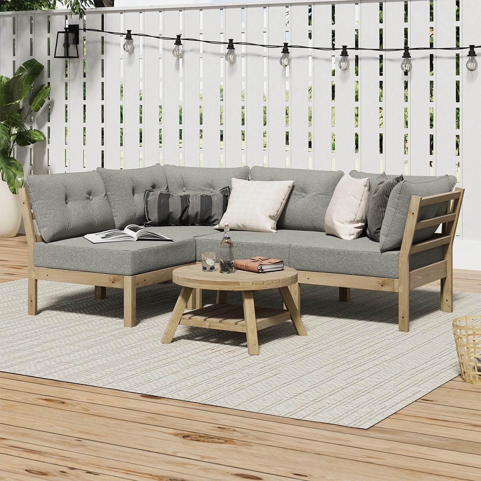 4 Livsip 4 Seater Outdoor Sofa Set Lounge Setting - Beige, 4 of 8