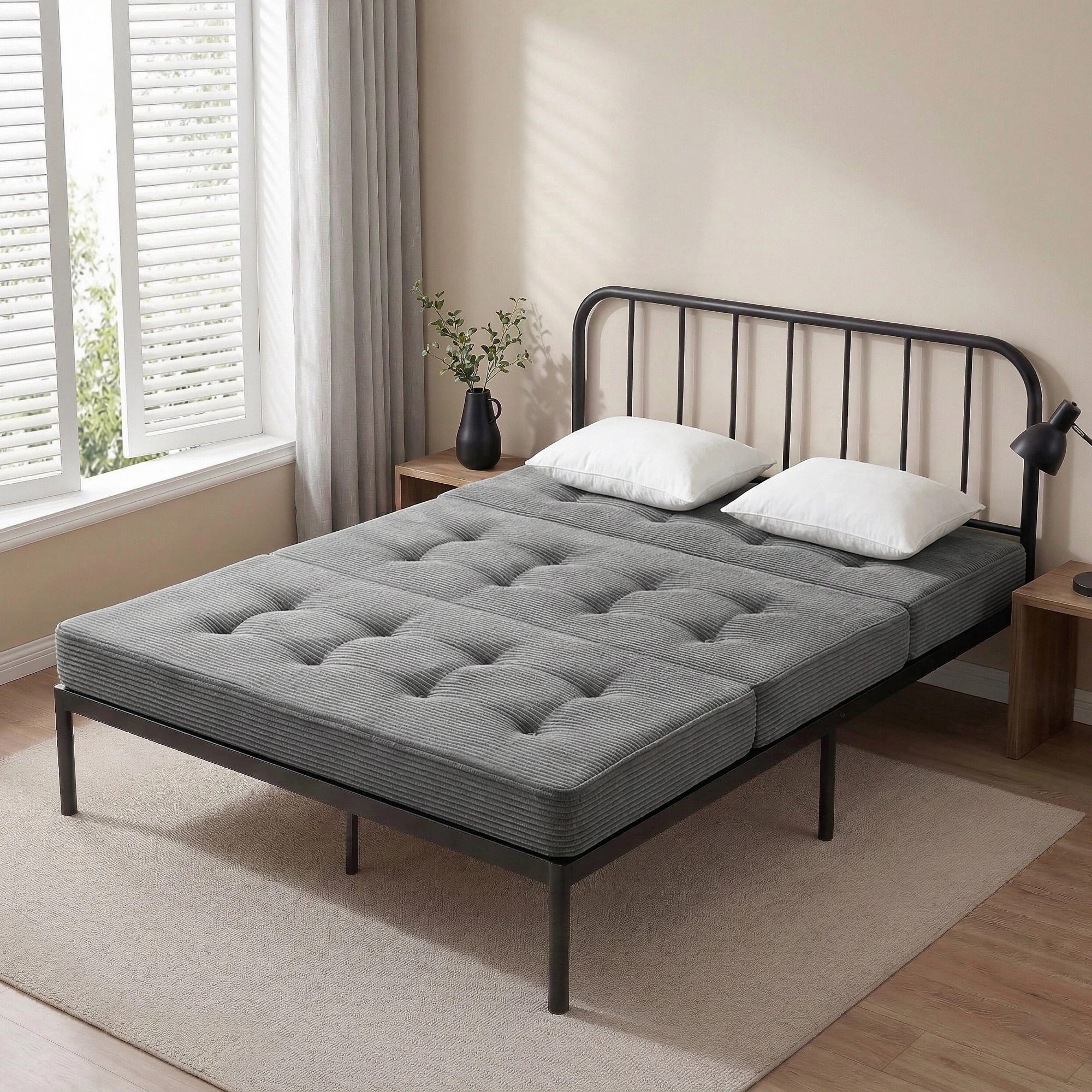 3 Giselle Bedding Double Folding Mattress 15cm Foldable Foam Portable - Double Bed - Grey, 3 of 4