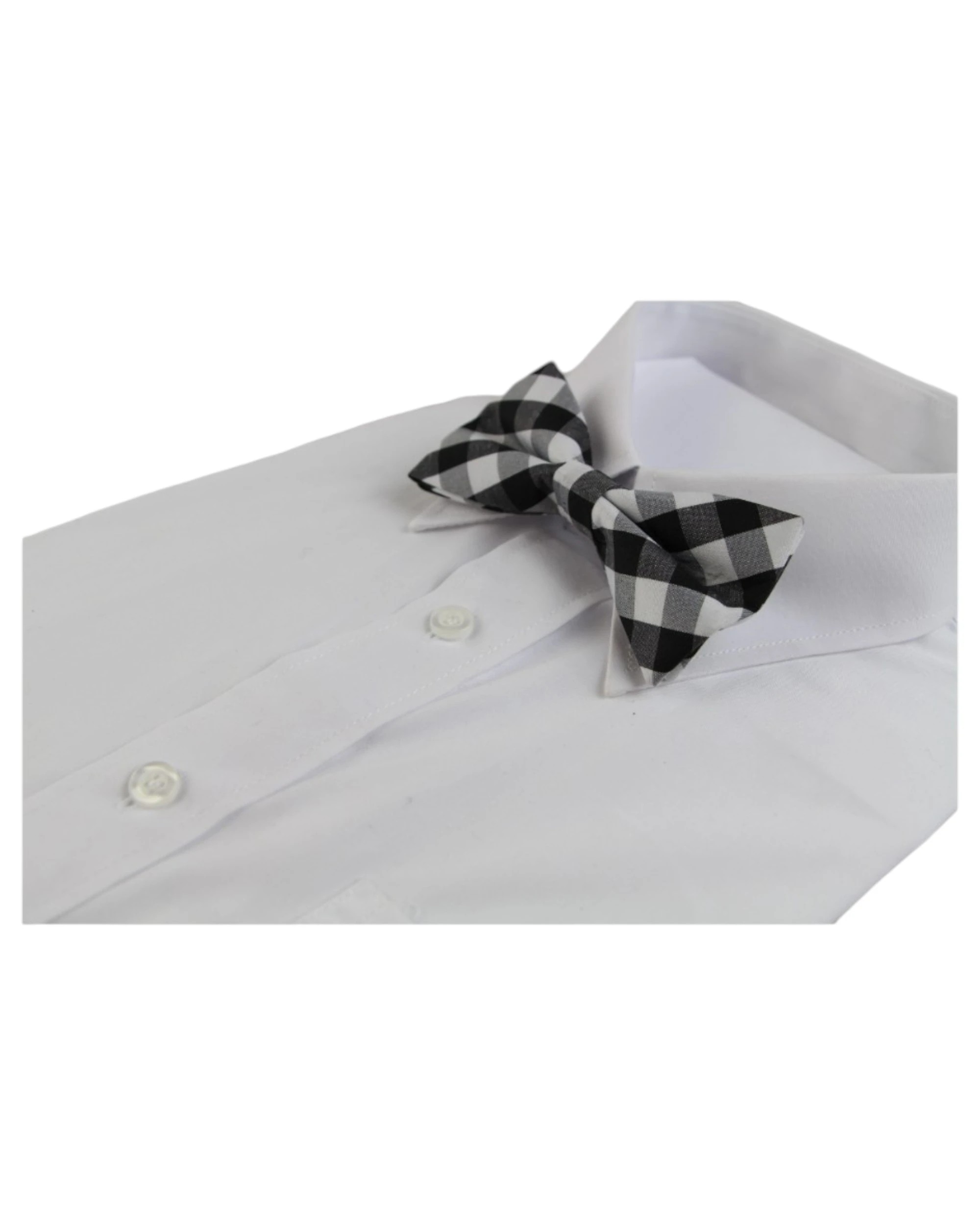 1 Zasel Mens White & Black Large Checkered Patterned Bow Tie, 1 of 2