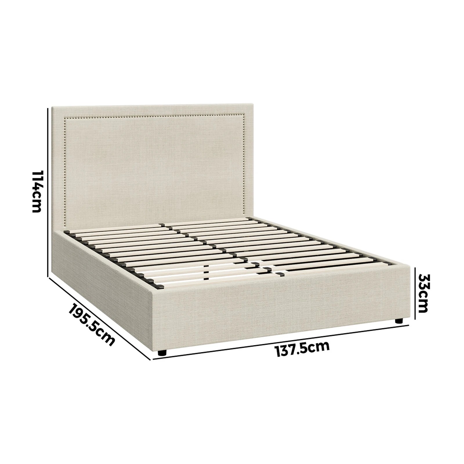 10 Oikiture Double Bed Gas Lift Bed Frame
 - Beige, 10 of 10