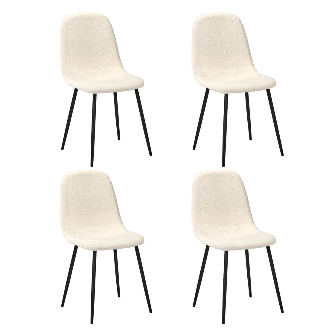 1 Oikiture 4x Dining Chairs Kitchen Accent Chair Lounge Sherpa Seat Metal Legs
 - White, 1 of 10