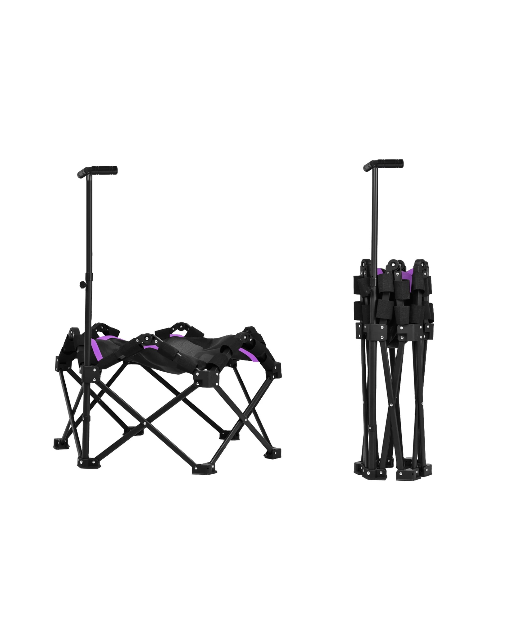 6 Advwin 42" Mini Trampoline 3s Quick Folding Rebounder with 3 Level Adjustable Handle, 150KG Capacity Purple, 6 of 7