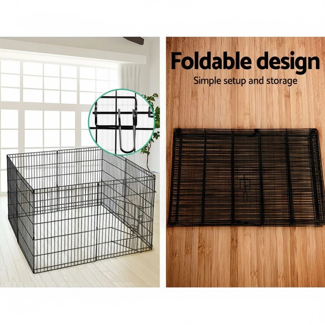 4 i.Pet 2x30" 8 Panel Dog Playpen Pet Fence Exercise Cage Enclosure Play Pen - Black, 4 of 6