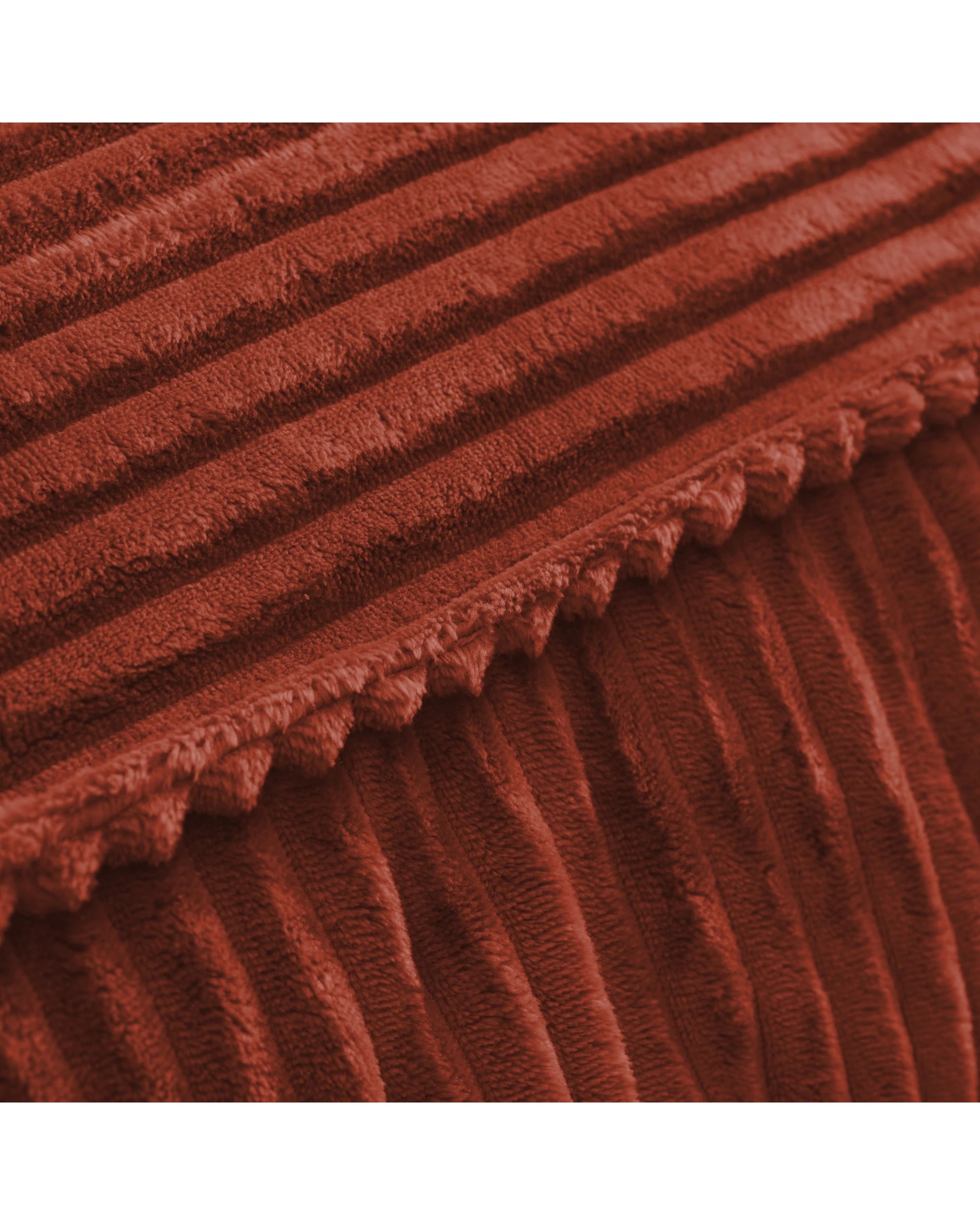 6 Cadence & Co. Wilde Ribbed Luxe Fleece Double Sofa Bean Bag Lounge Cover - Rust Red, 6 of 8