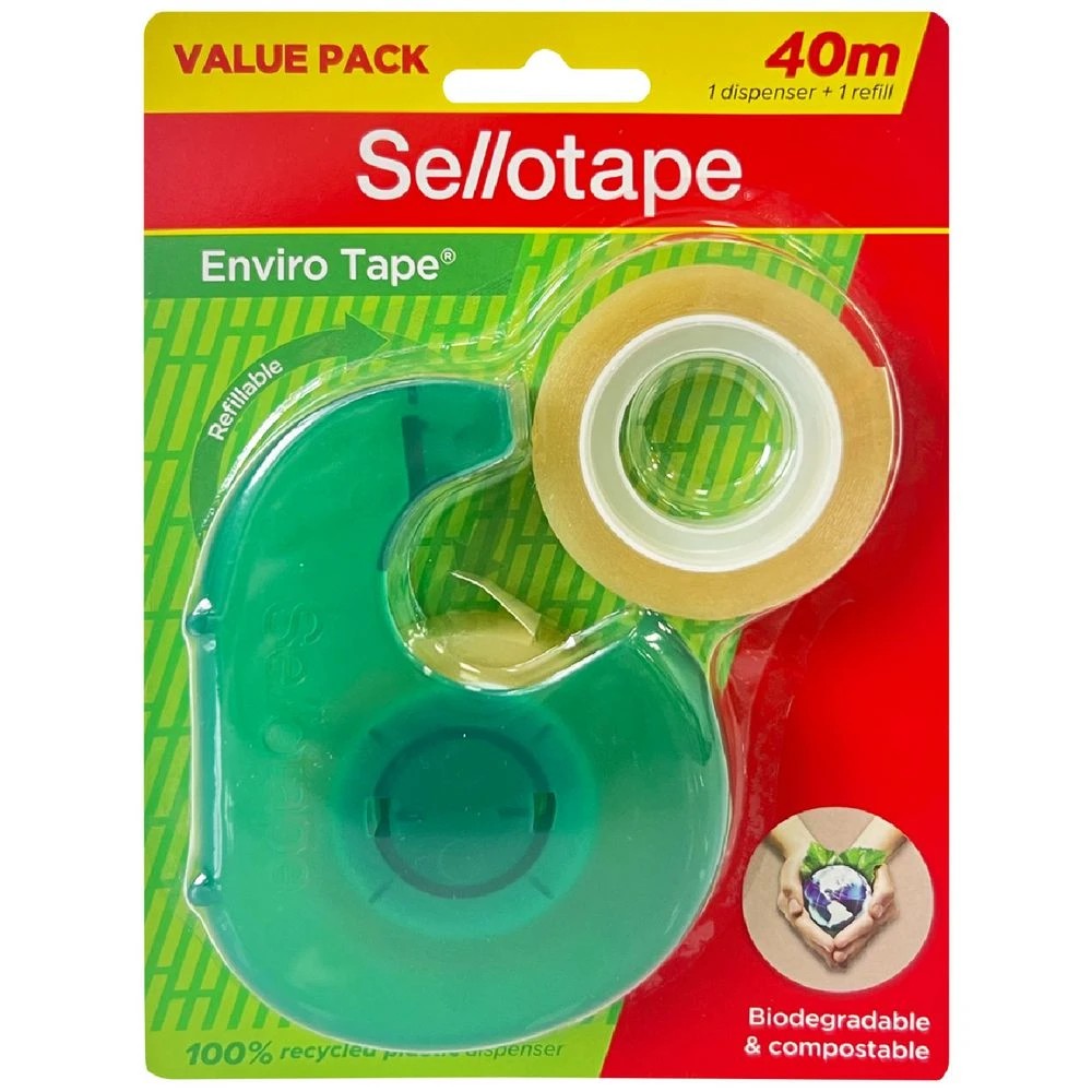 1 Sellotape Enviro Tape With Dispenser 18mm x 40m, 1 of 4