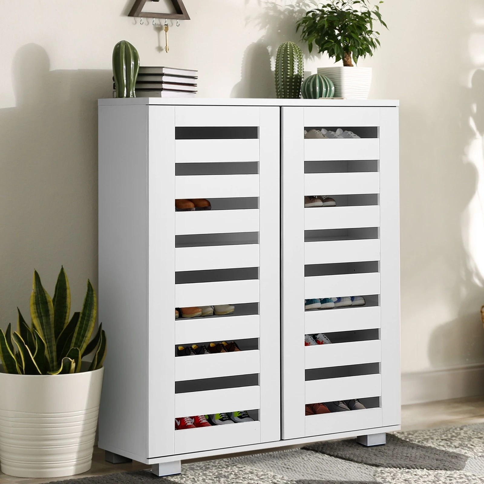 2 Alfordson Shoe Cabinet Organiser Storage Rack Drawer Shelf 21 pairs - White, 2 of 10