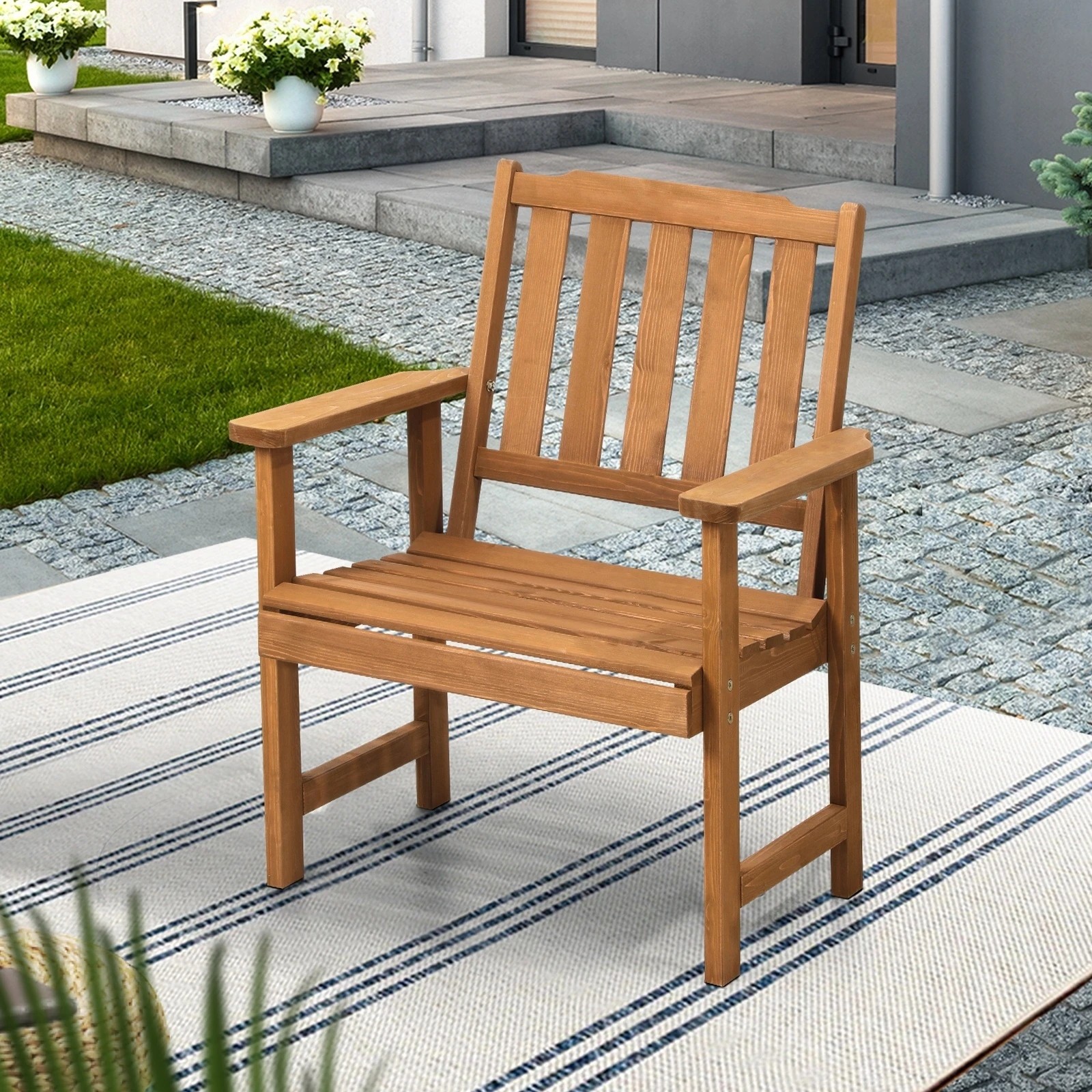 5 Livsip Outdoor Armchair Wooden Patio Furniture Chairs Garden Seat - Multi, 5 of 9
