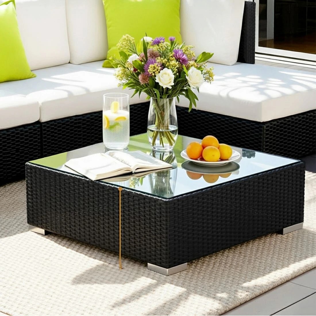 4 Gardeon 10-Piece Outdoor Sofa Set Wicker Couch Lounge Setting Cover - Black, 4 of 5