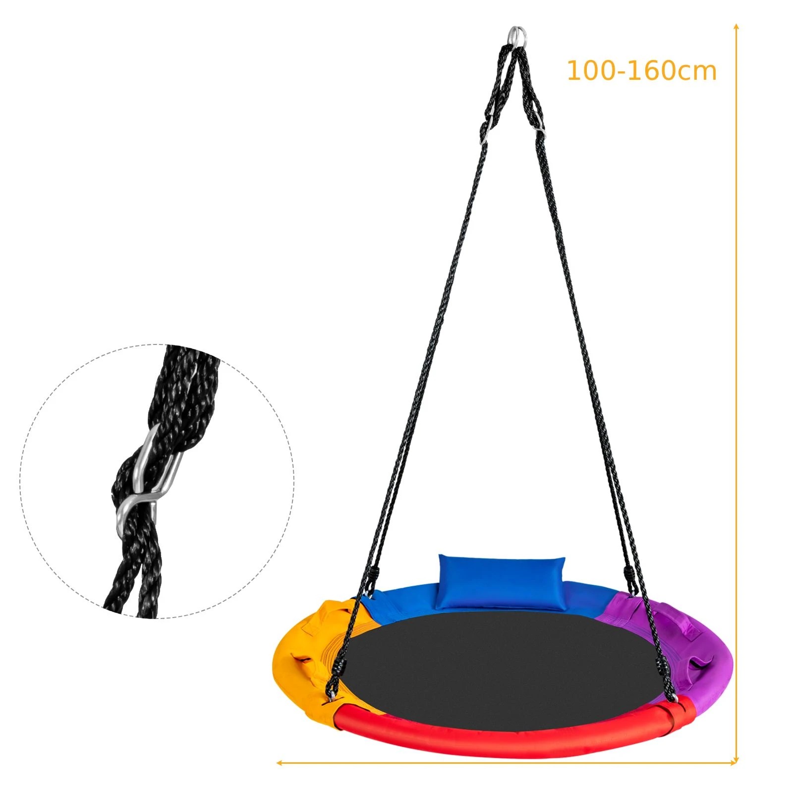 2 Costway 100cm Tree Swing Seat Flying Saucer Hammock, 2 of 2