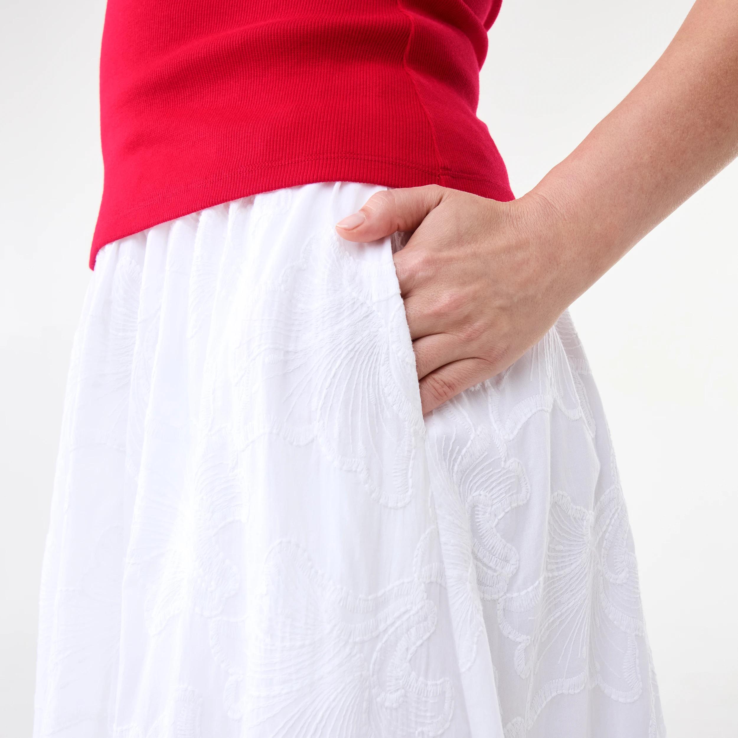 5 Embroidered Bubble Hem Maxi Skirt White, 5 of 8