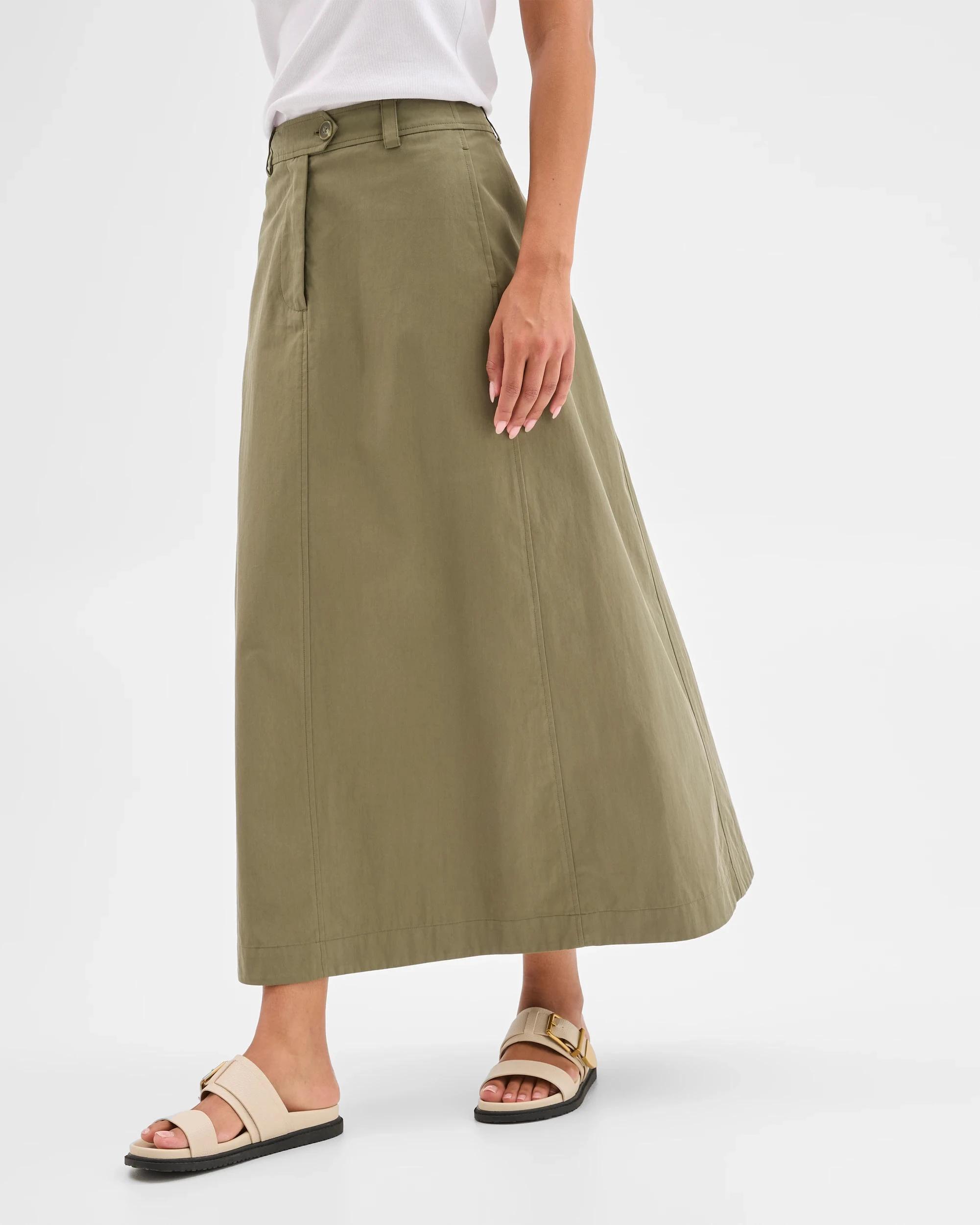 2 Target Australian Cotton Blend A-Line Maxi Skirt DUSTY OLIVE, 2 of 6