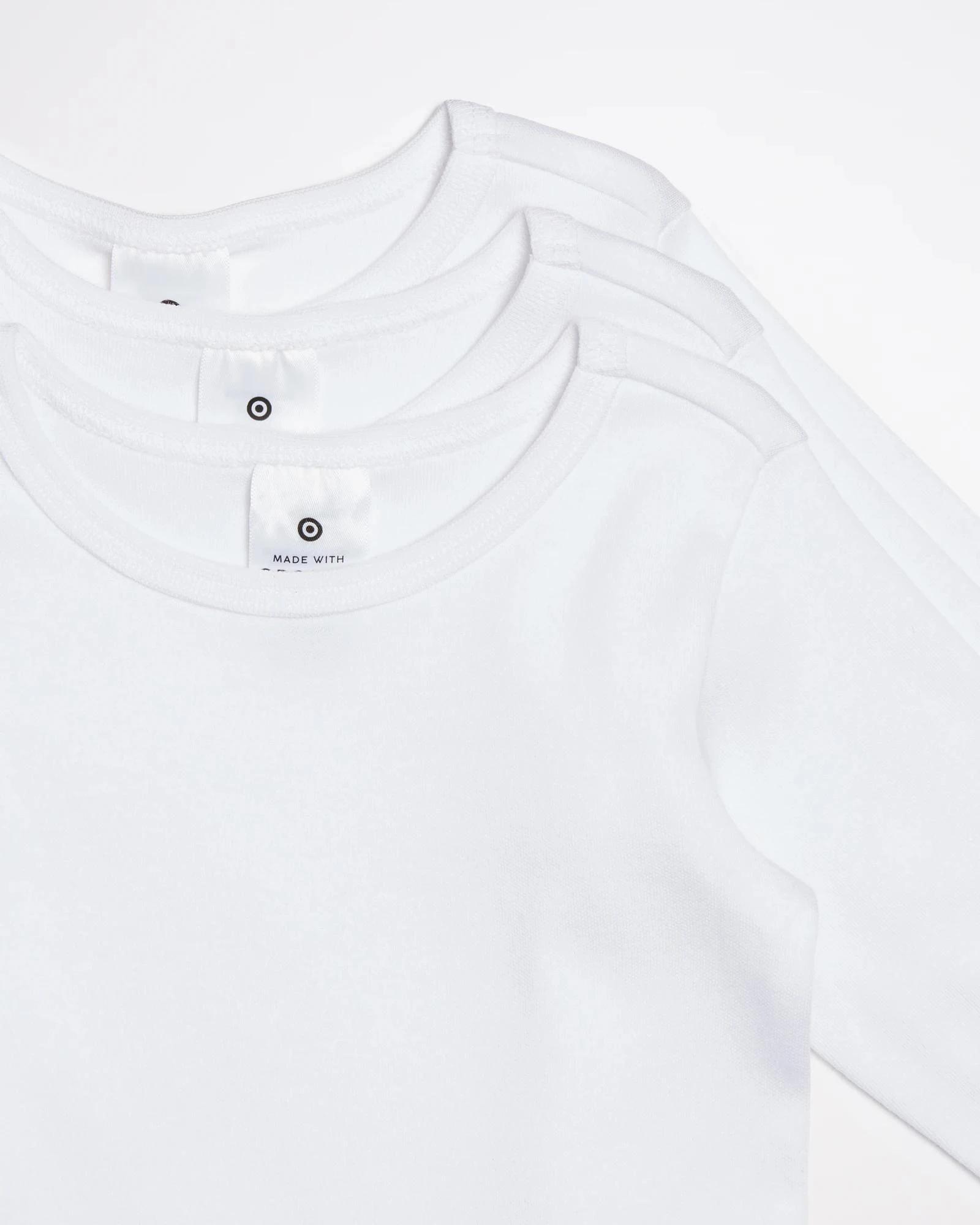 2 Target Baby 3 Pack Baby Organic Cotton Long Sleeve Bodysuits WHITE, 2 of 4