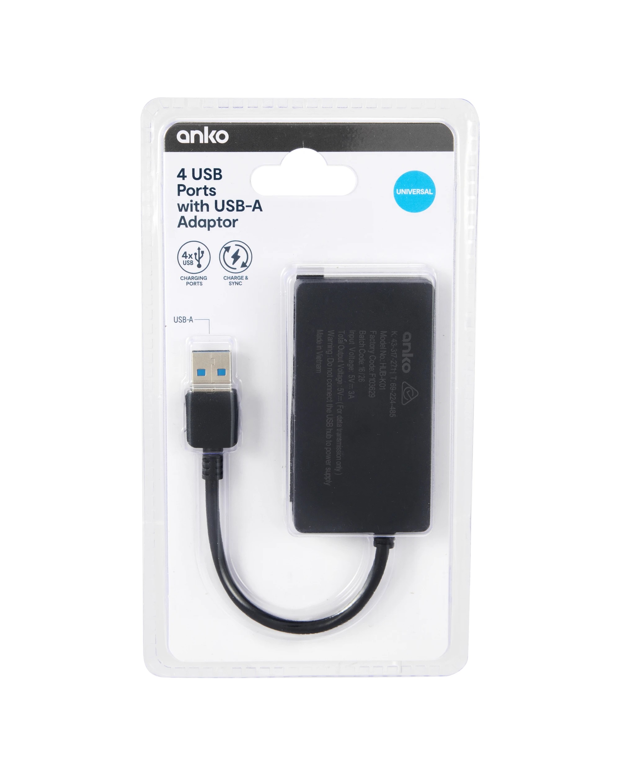 5 4 Port USB 3.0 Hub - Black, 5 of 5