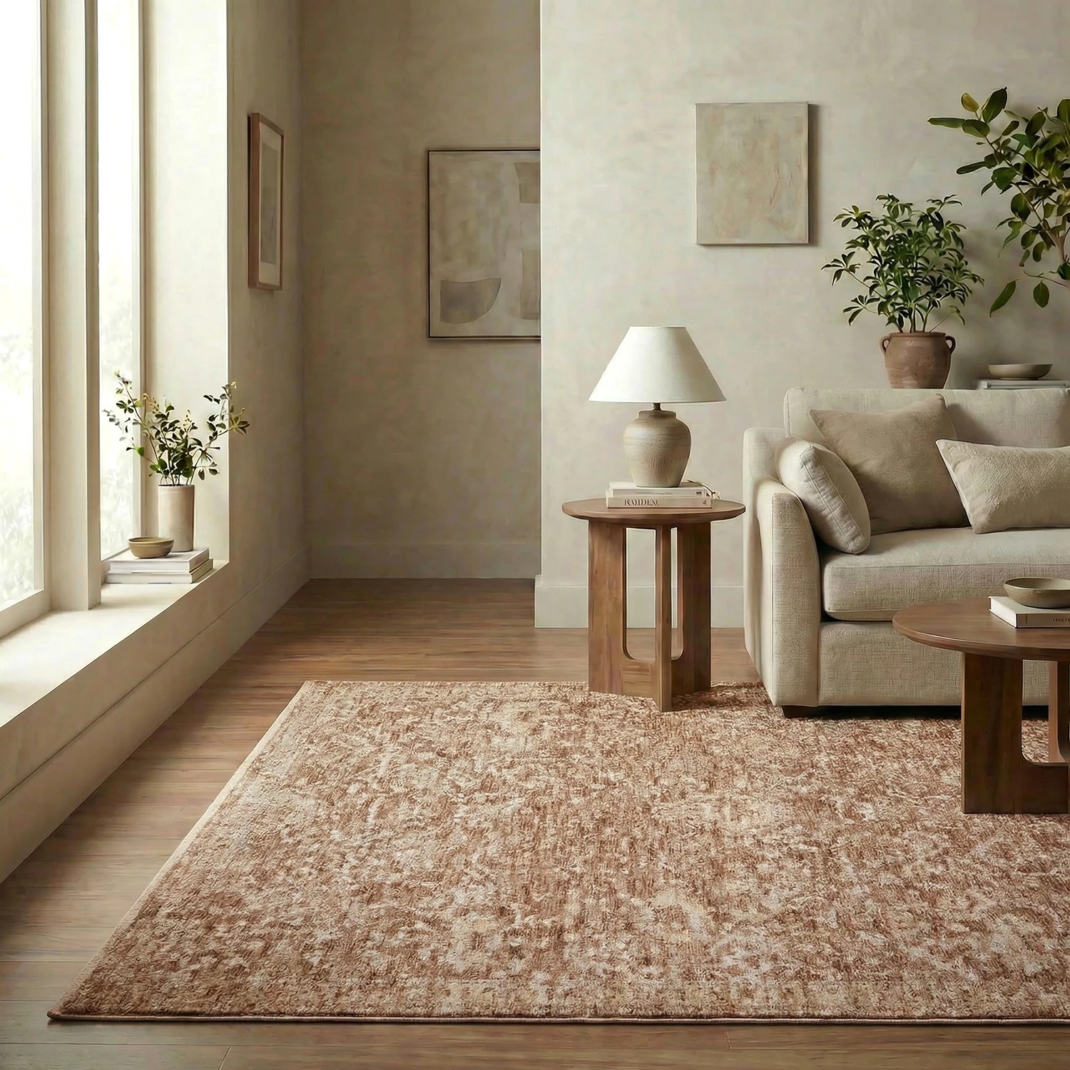 1 Common Ground Rugs Aegean Alvin 290x200cm - Large Floor Rug - Stone - Beige, 1 of 9