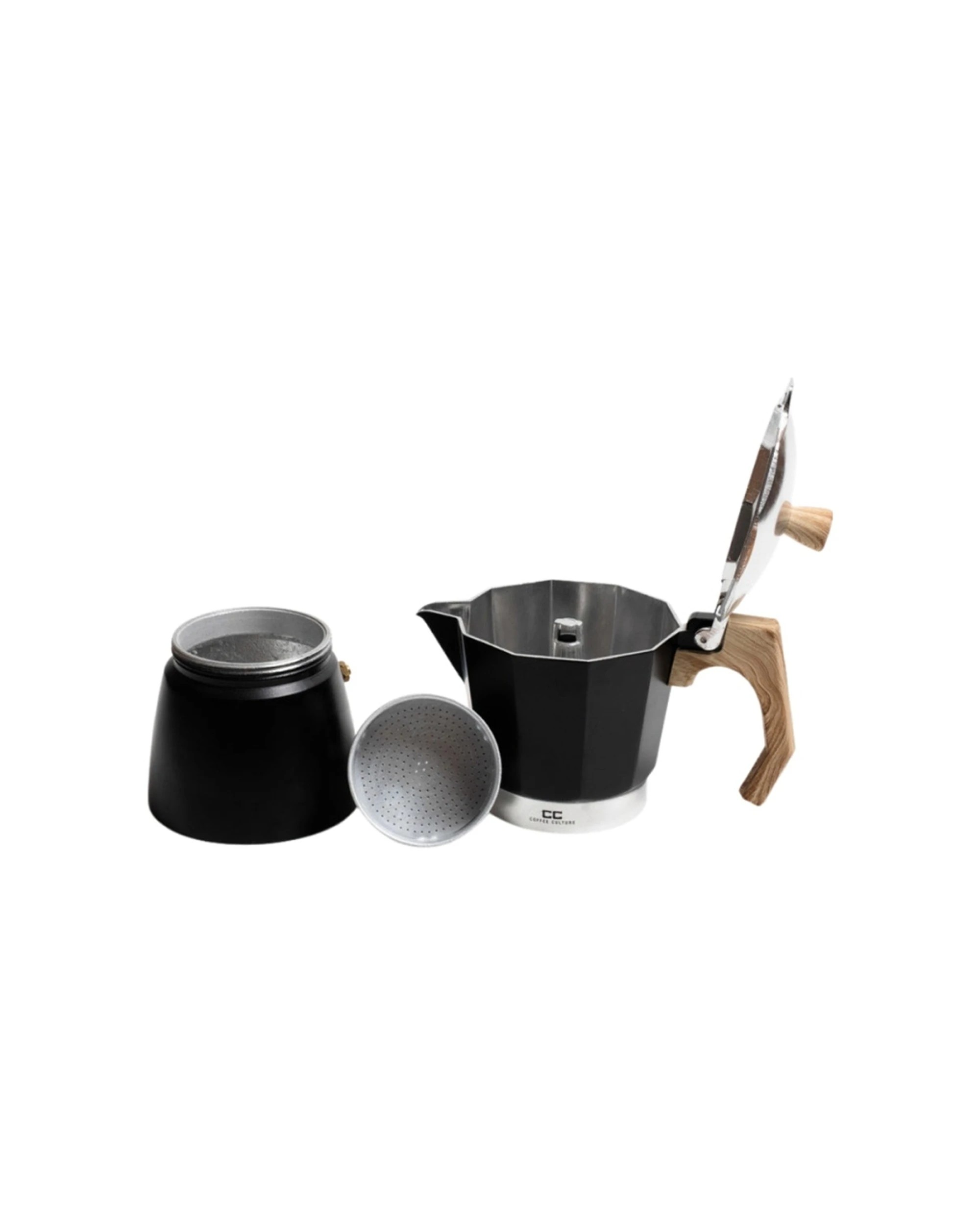 2 Coffee Culture Coffee Maker 6 Cup Stove Top Espresso Moka Pot Stainless Steel - Black, 2 of 5