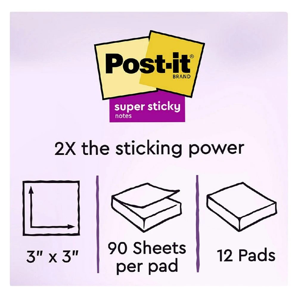 4 Post-it Super Sticky Notes 76 x 76mm Supernova Neons 12 Pack, 4 of 10