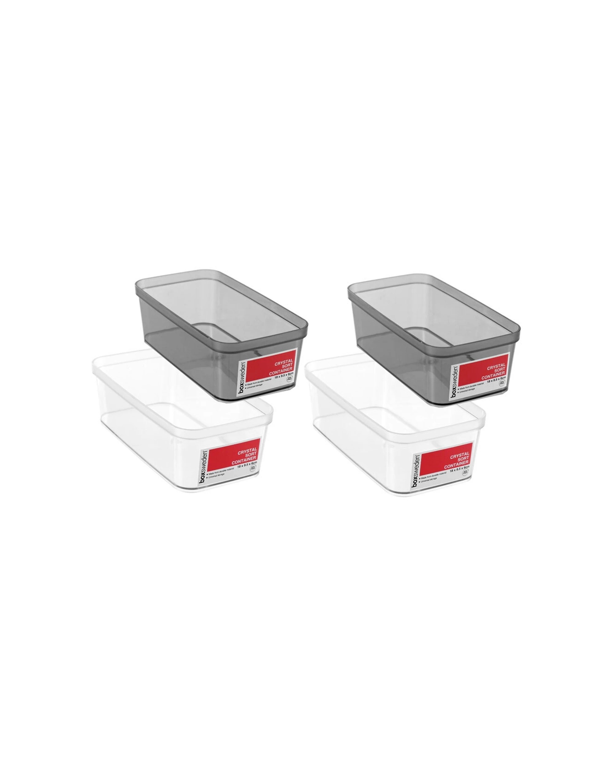 1 Boxsweden 4PK Crystal Sort Container 18x9.5x6cm - Multi, 1 of 5