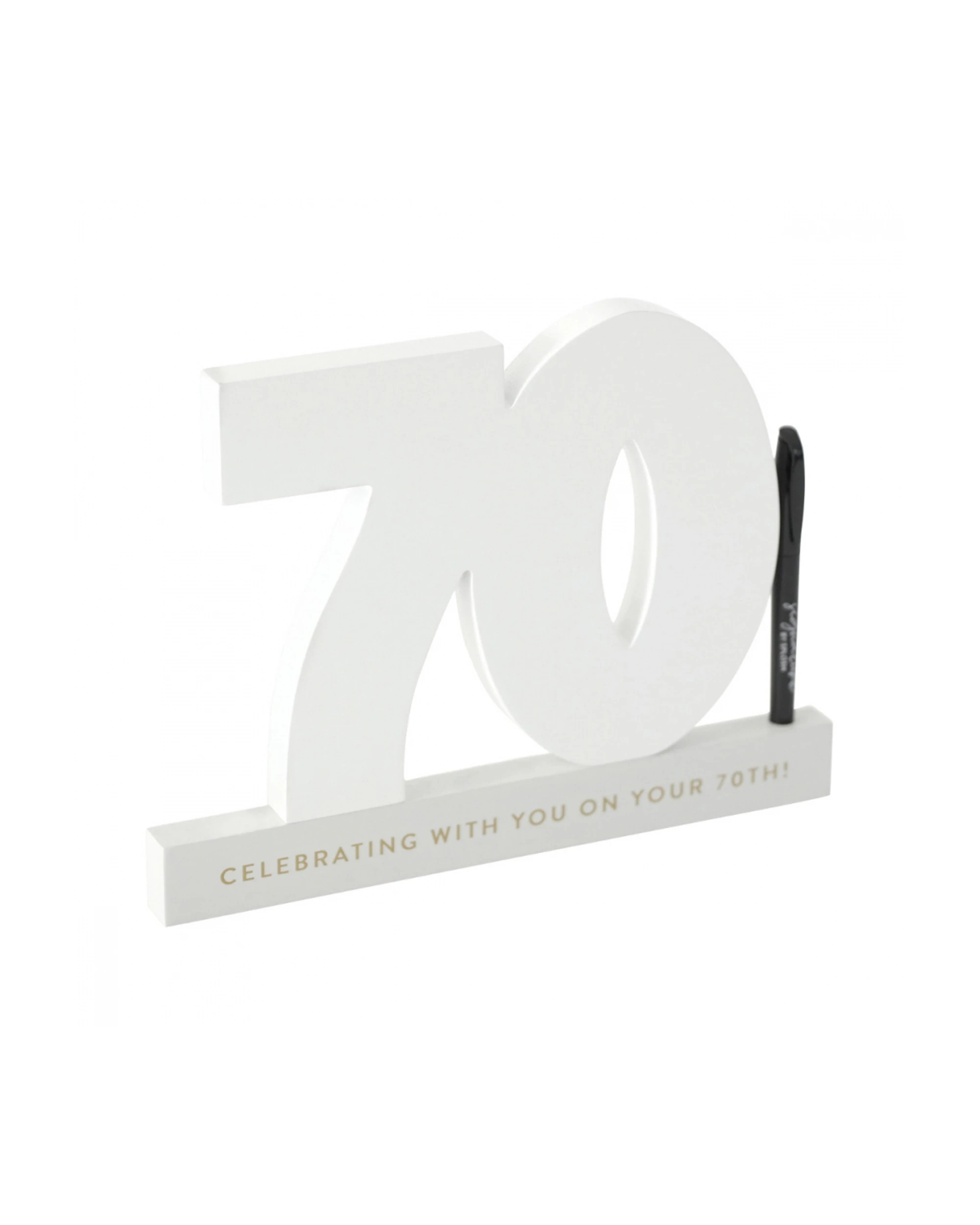 2 Splosh 70th Birthday Wooden Signature Number W/ Marker Keepsake 29x21cm - White, 2 of 9