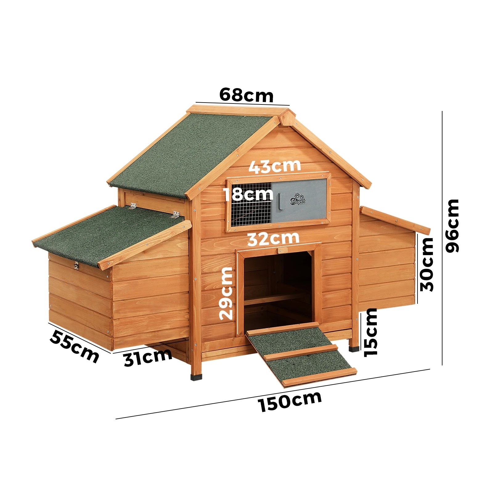 10 Alopet Chicken Coop Rabbit Hutch Large House Run Cage Wooden Outdoor Pet Hutch - Natural, 10 of 10