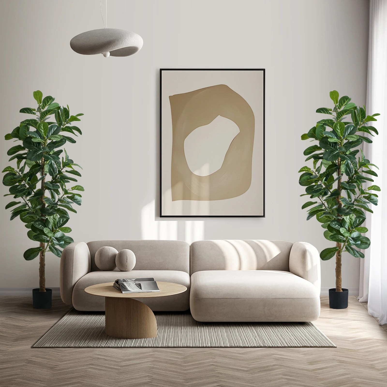 4 Livsip 2x Artificial Fiddle Leaf Fig Tree Lifelike Faux Plant 180cm - Green, 4 of 10