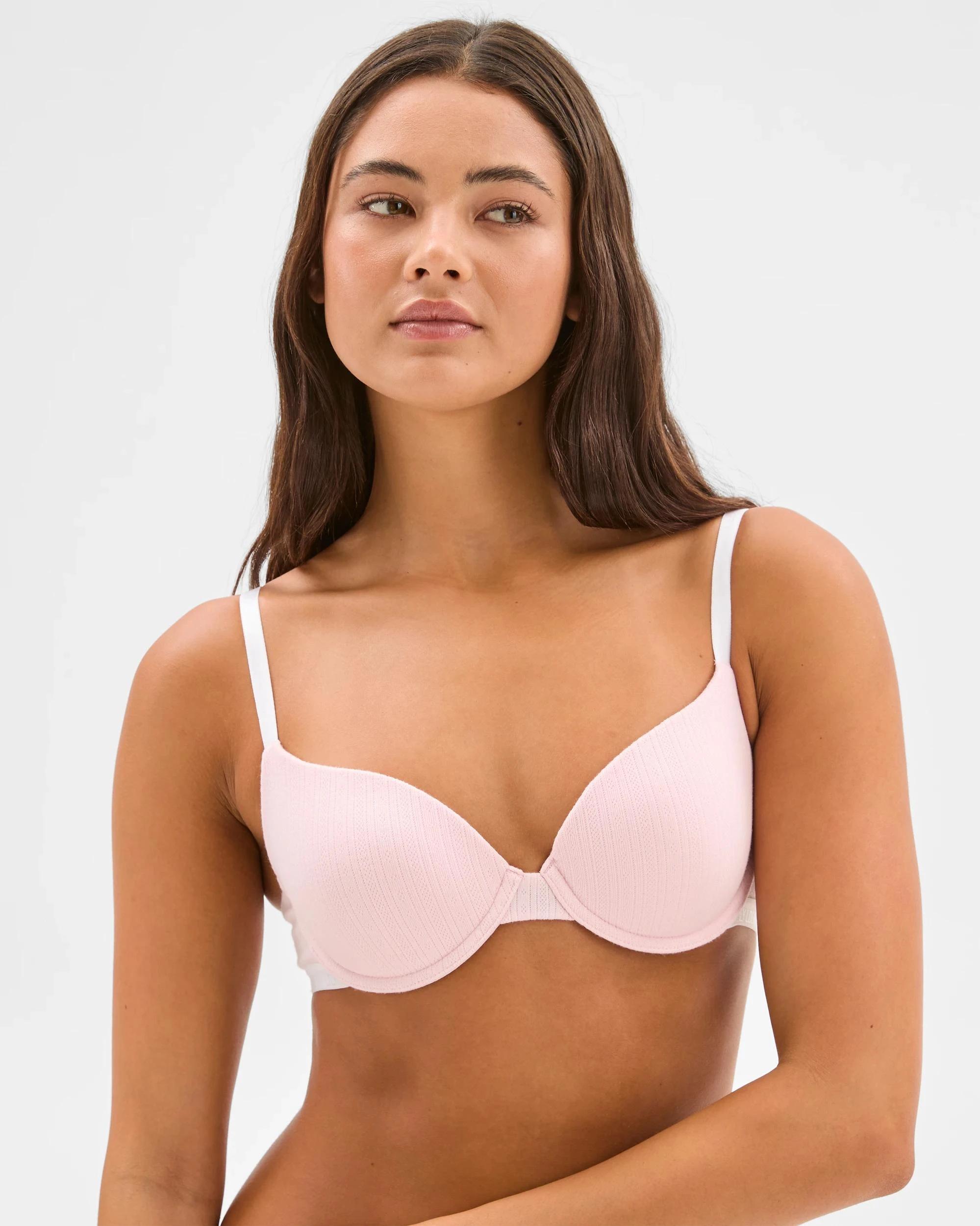 1 Lily Loves Australian Cotton Pointelle Balconette Bra CRADLE PINK, 1 of 4