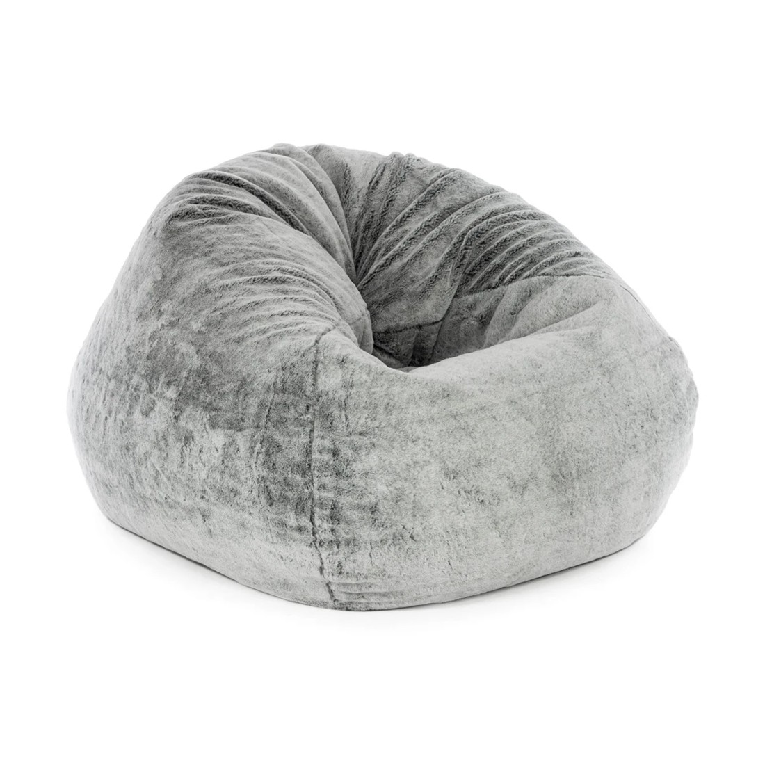 1 Grey Faux Fur Bean Bag, 1 of 9