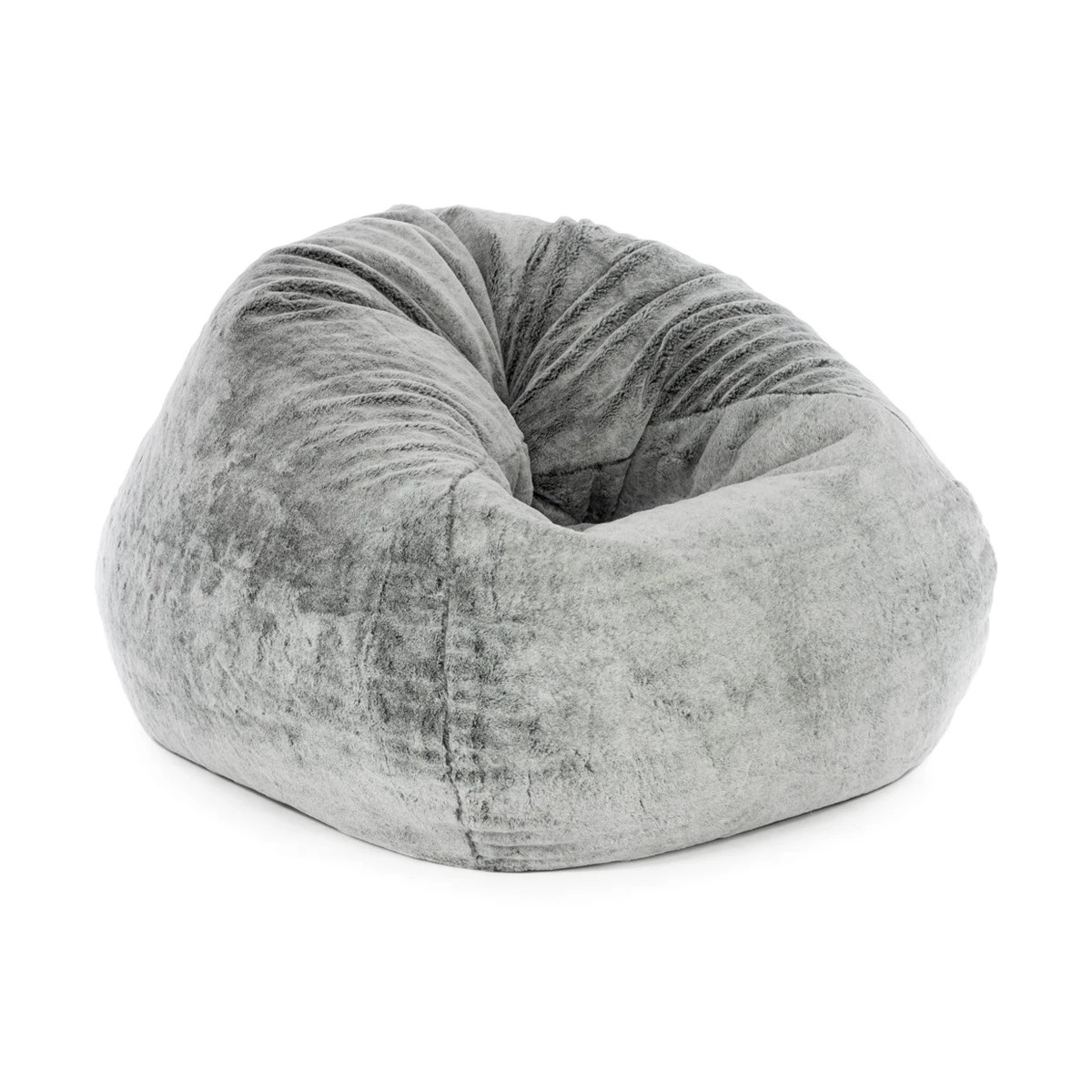 1 Grey Faux Fur Bean Bag, 1 of 9