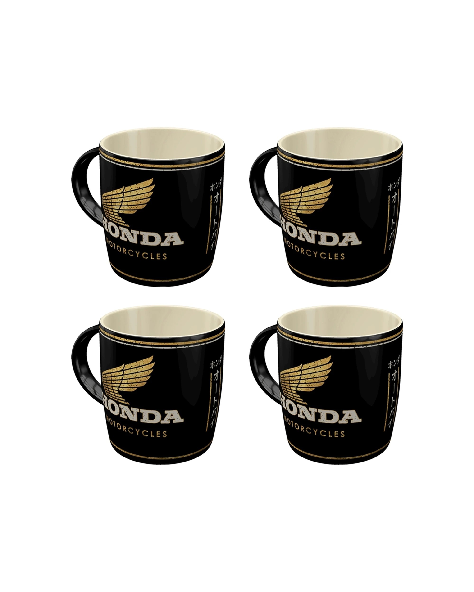 1 Nostalgic-Art 4PK Ceramic Mug 330ml Retro Design - Honda MC Motorcycles Gold - Black, 1 of 5