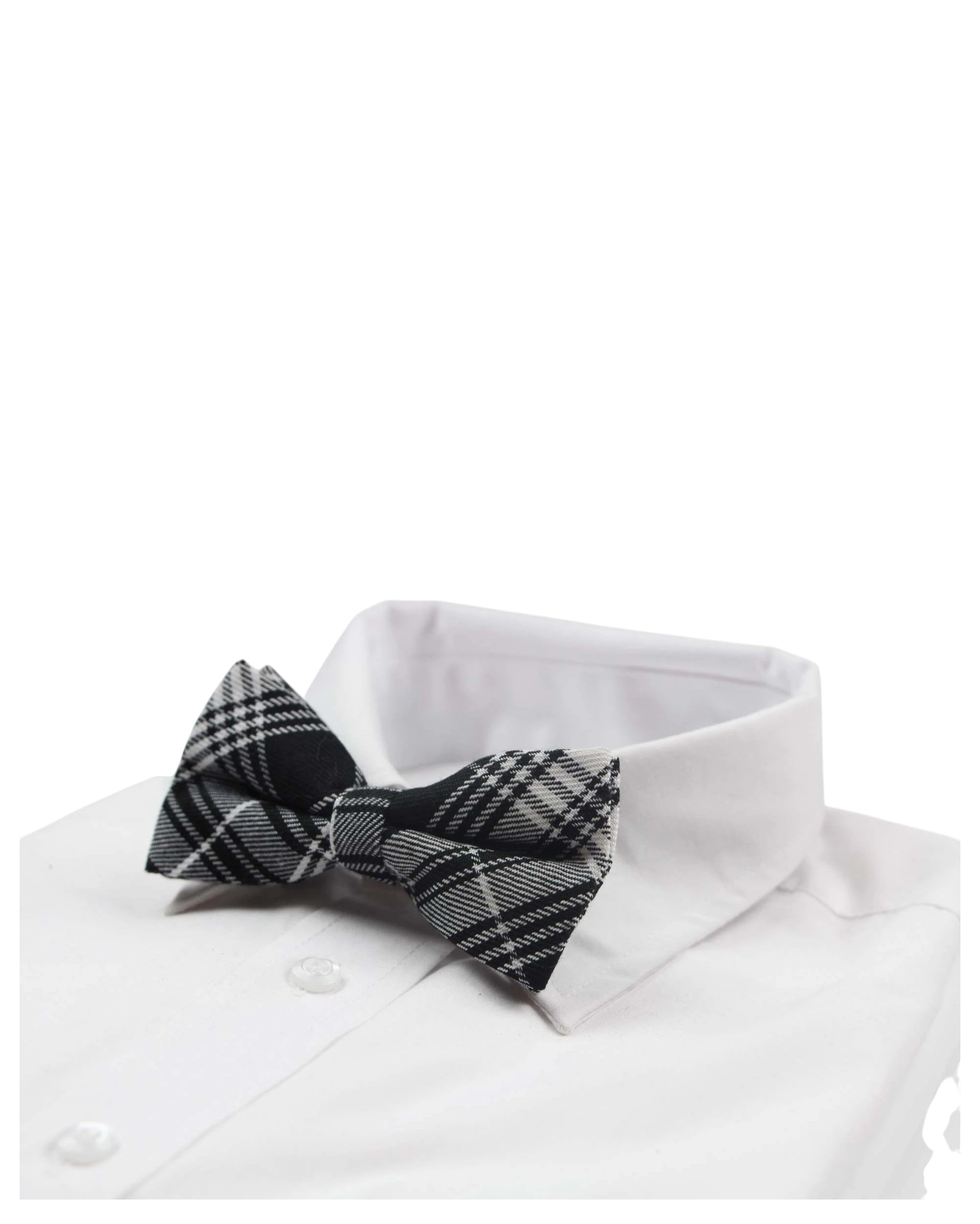 1 Zasel Mens Black & White Plaid Patterned Cotton Bow Tie - Multi, 1 of 5