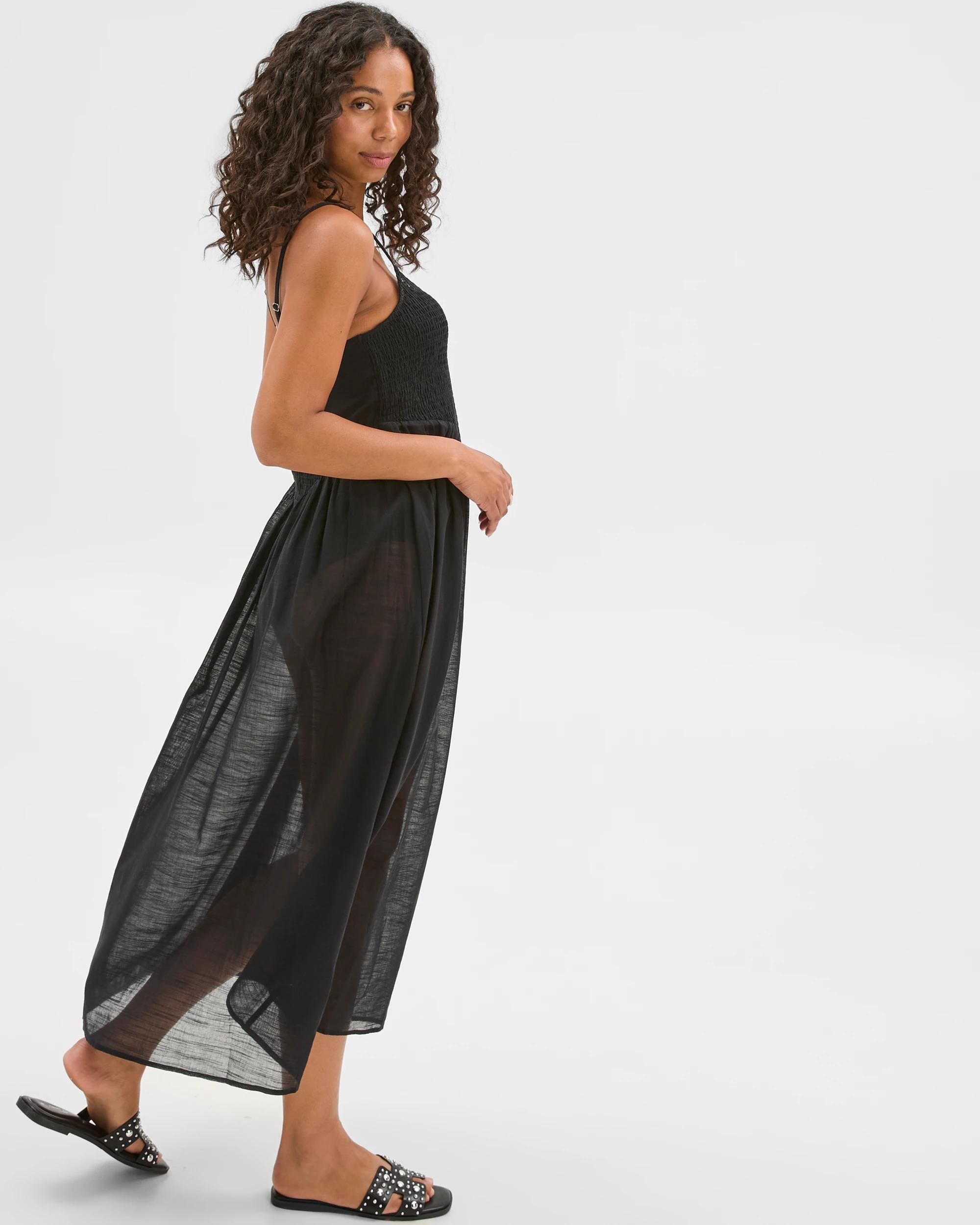 5 Target Resort Shirred Midi Dress BLACK, 5 of 6