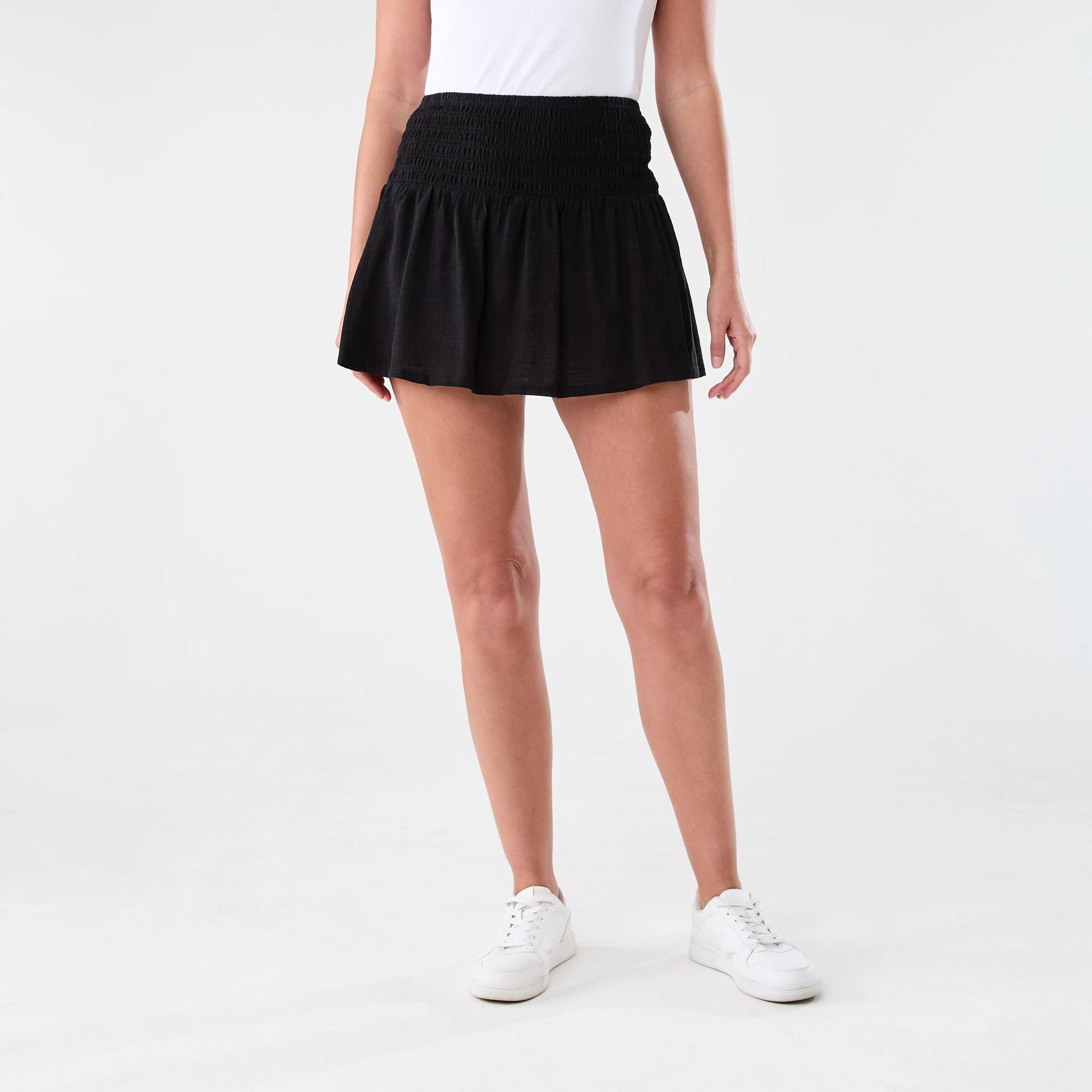 6 Shirred Resort Mini Skirt Black, 6 of 6