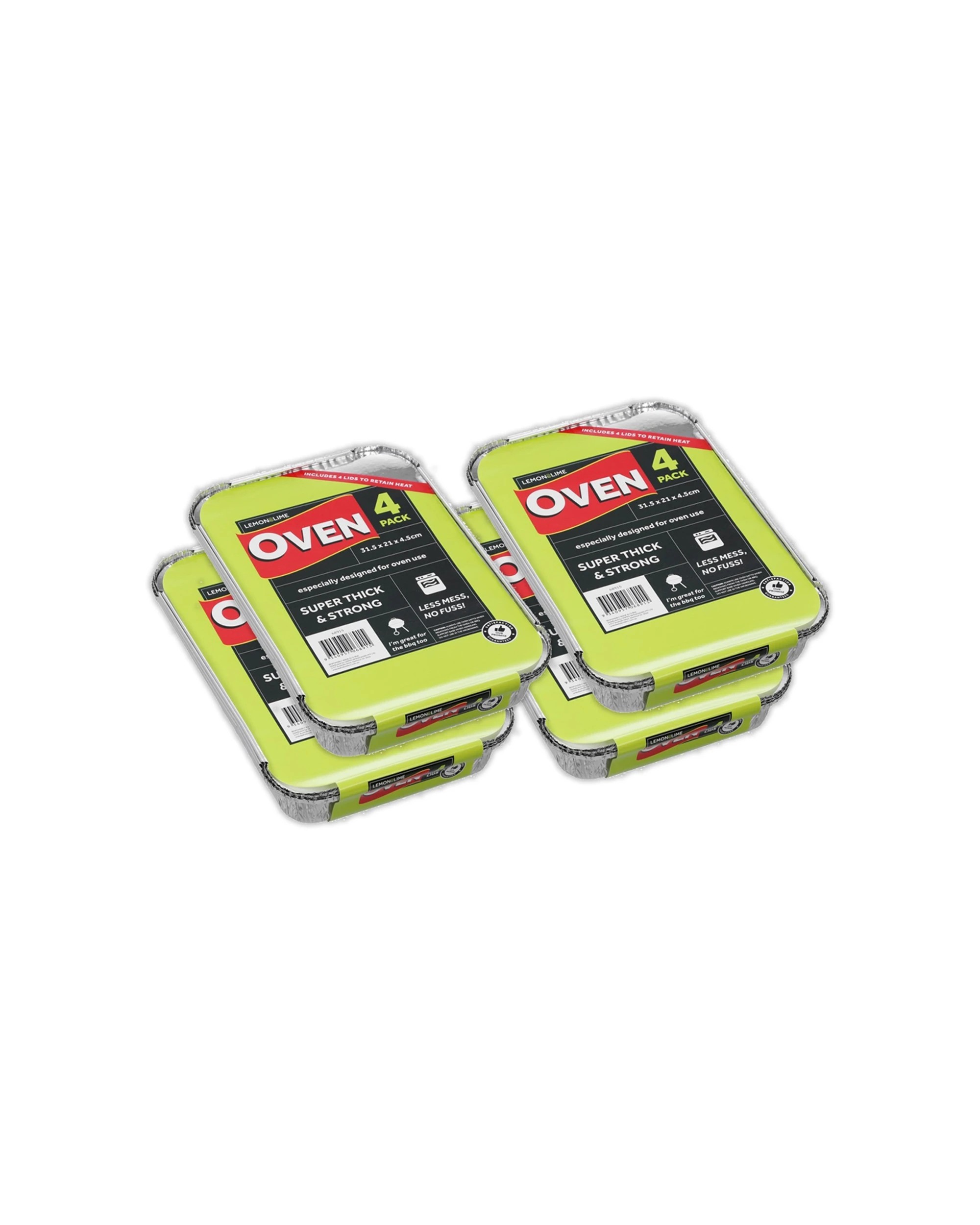 1 Lemon & Lime 4x 4PC Rectangle Baking Foil Container With Lid Set - Metallic, 1 of 5